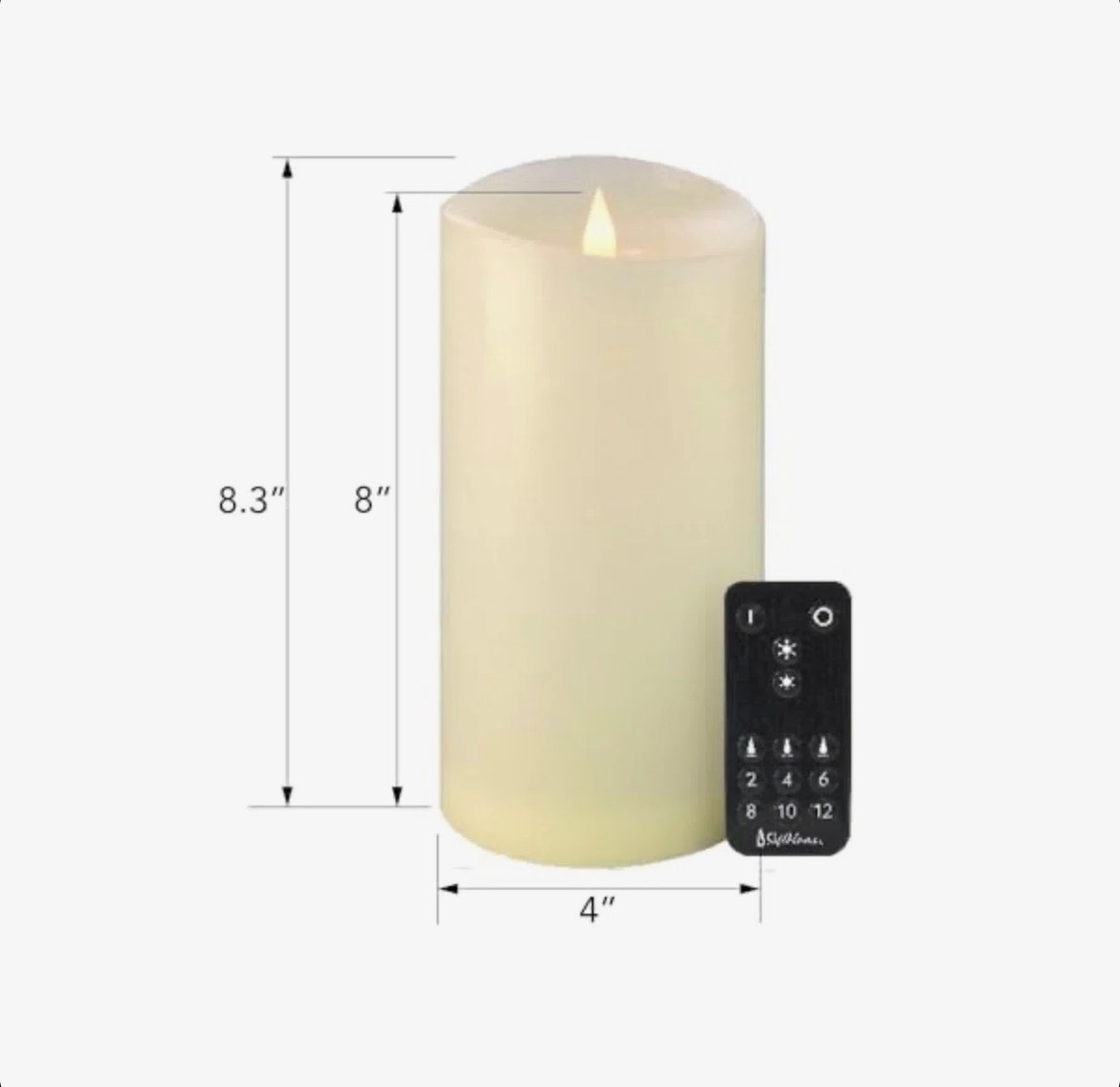 Condition photo showing New/Like New for symple stuff flameless led candles with remote control, flickering 3d moving flame battery operated candles in real wax shell for indoor use, home decor ivory 8”h x 4”d