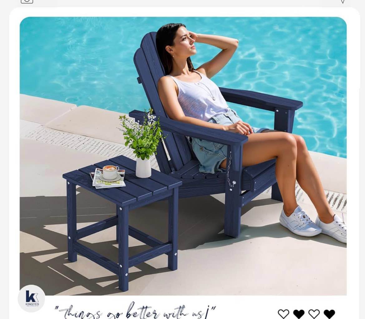 Condition photo showing New/Like New for adirondack outdoor side table, navy