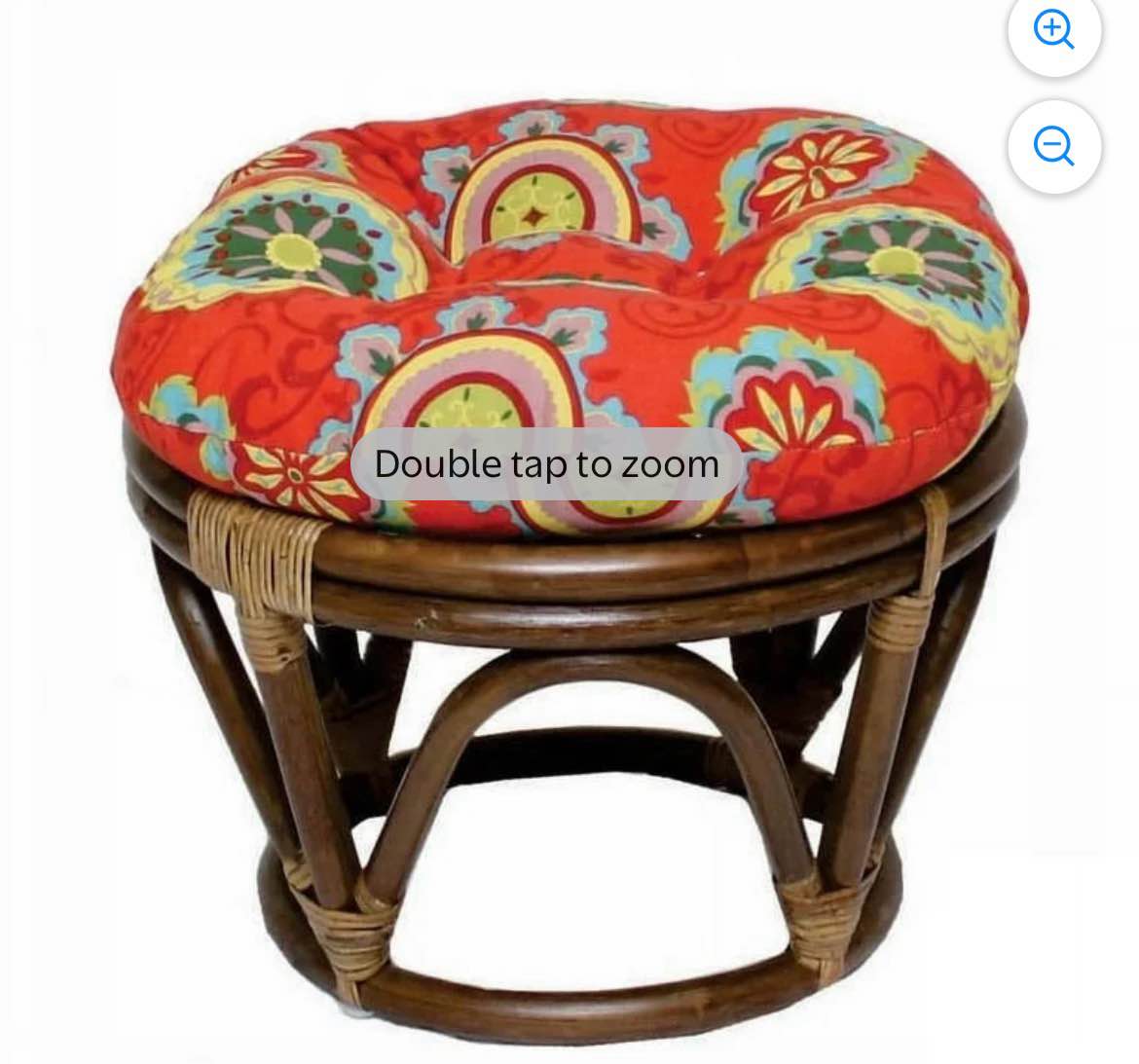 Condition photo showing New/Like New for international caravan rattan ottoman with outdoor fabric cushion (cushion varies from stock)
