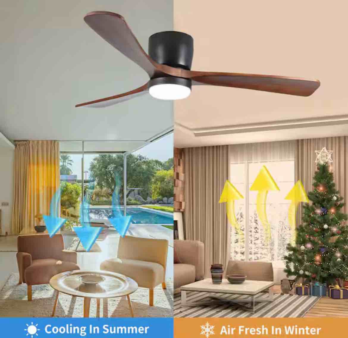 Condition photo showing New/Like New for 42 in. integrated led indoor flush mount black standard ceiling fan