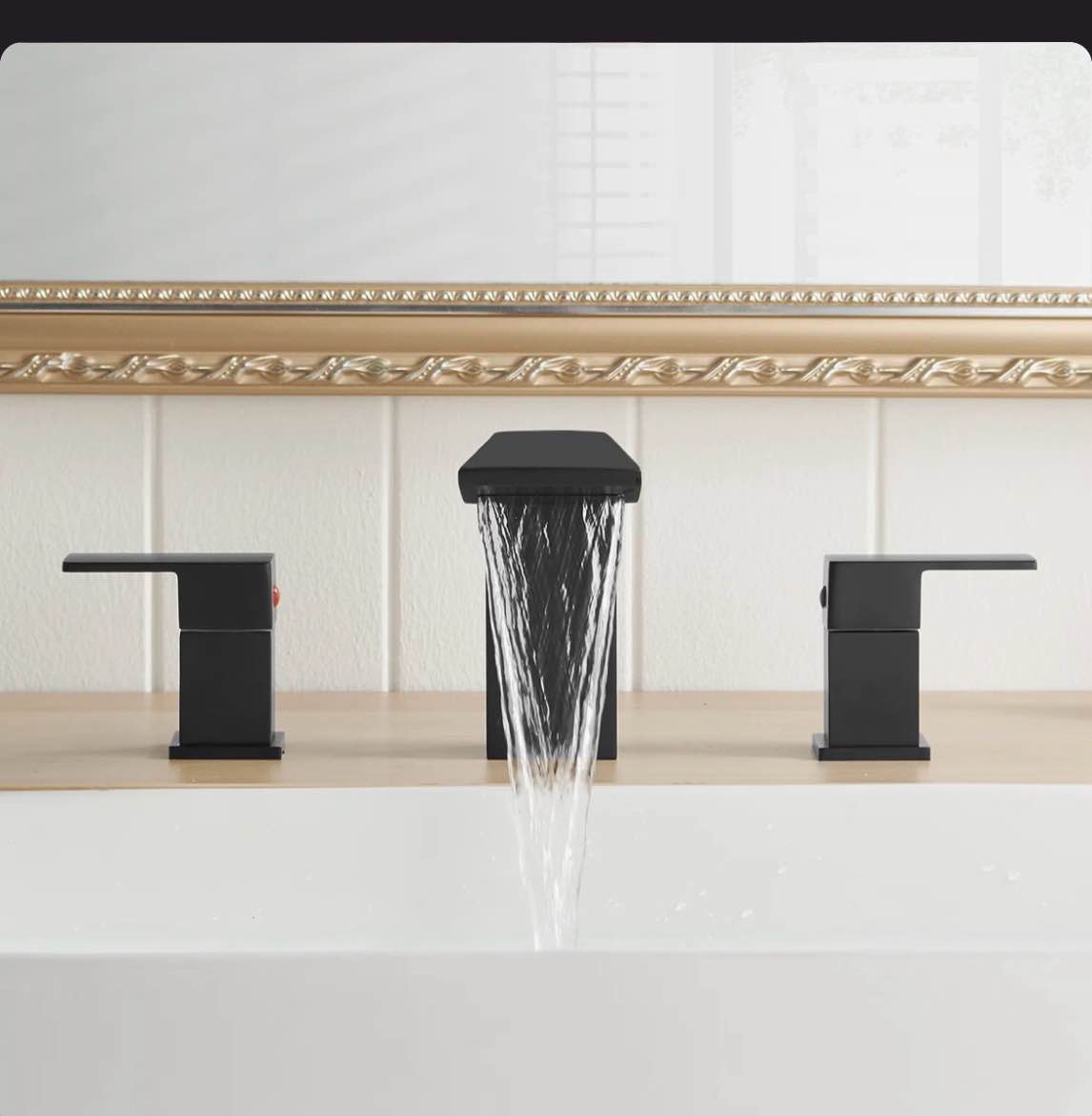 Condition photo showing New/Like New for 2-handle bathroom faucet with drain assembly