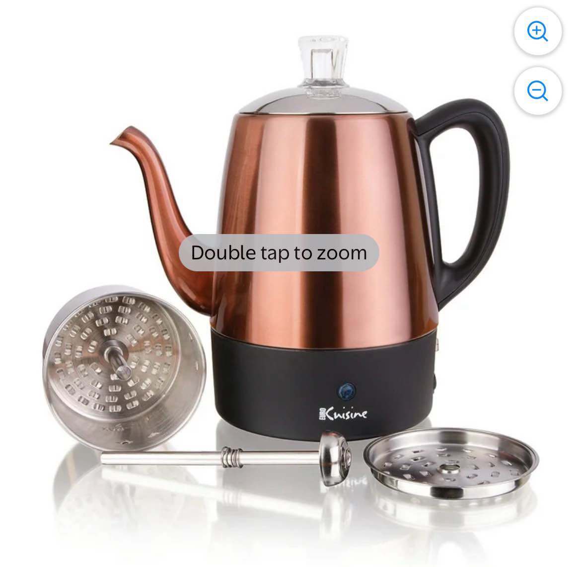Condition photo showing Good Condition for euro cuisine copper 4 cup coffee percolators