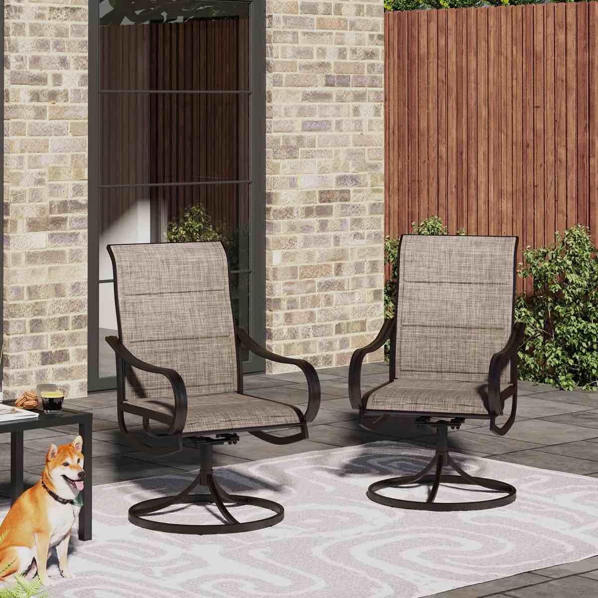 Condition photo showing New/Like New for leonard premium all-weather padded sling swivel chair (set of 2)