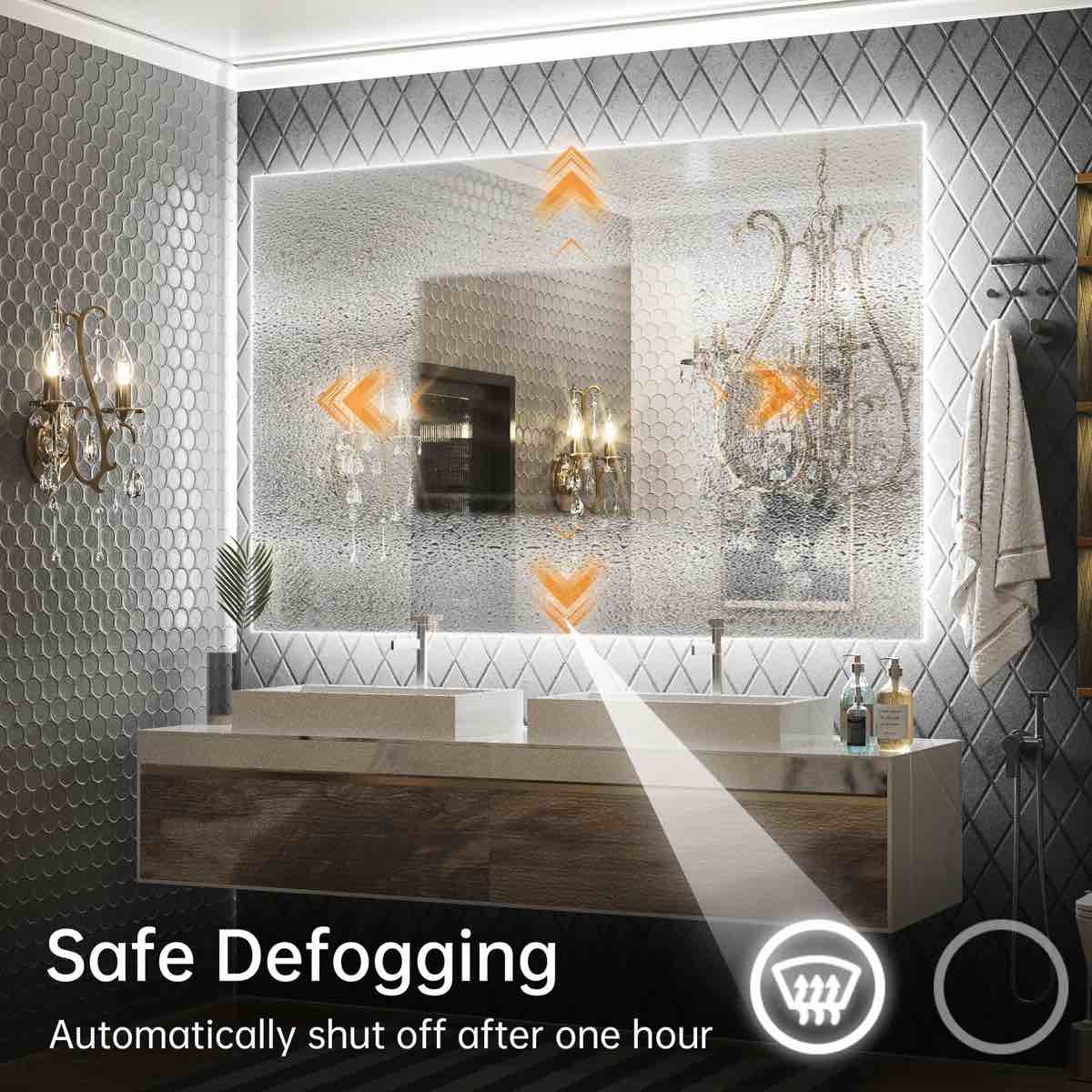 Condition photo showing New/Like New for adorna dimmable backlit led vanity mirror with anti-fog