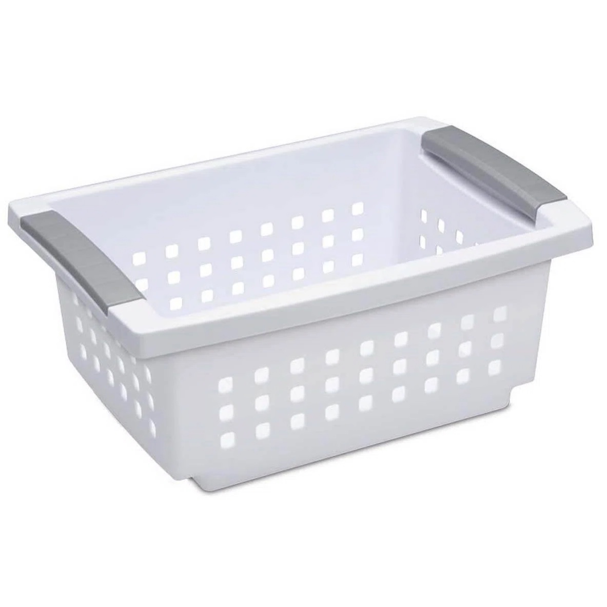 Condition photo showing New/Like New for sterilite 16608006 small white stacking basket with titanium accents, 7-pack