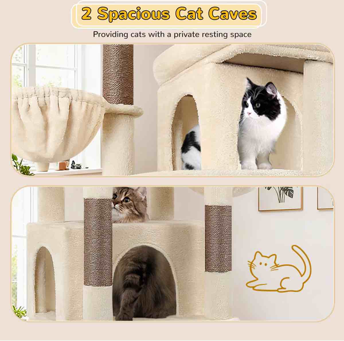 Condition photo showing Good Condition for 78-inch tall sturdy indoor cat tree, beige