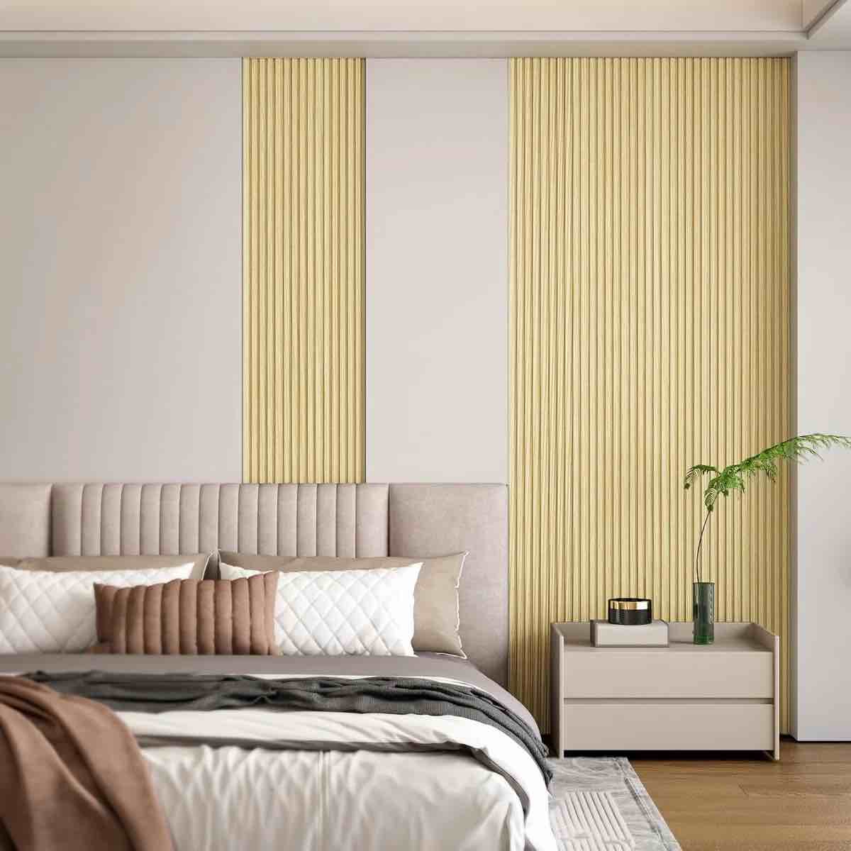Condition photo showing New/Like New for 8 pack slat wall panels, wpc soundproof 3d wall panel for interior wall decor, 108 x 6 in (108 in-)