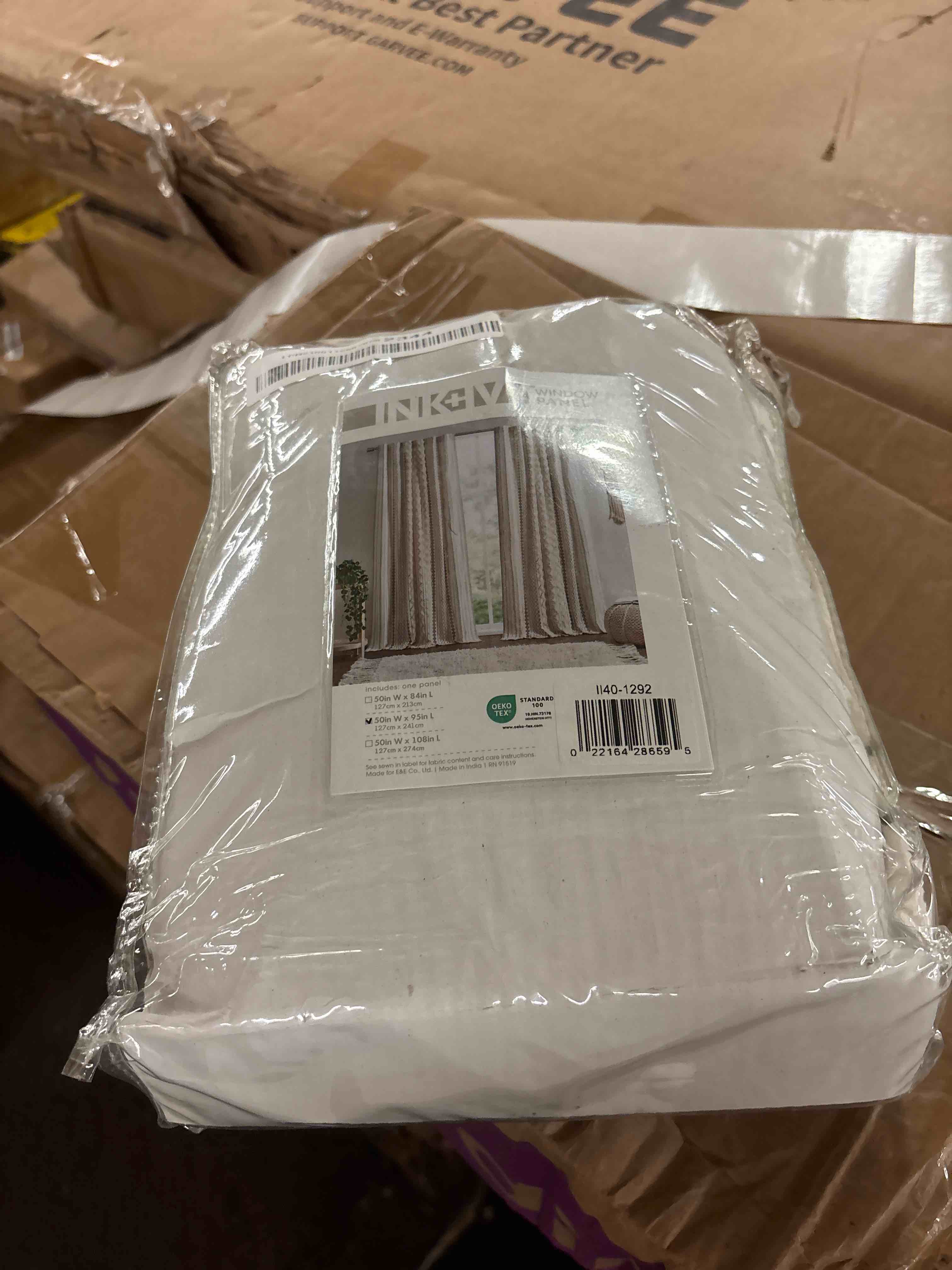 Condition photo showing New/Like New for ink+ivy boho curtains for bedroom single panel window curtains for living room, 100% cotton tufted chenille stripe modern farmhouse curtains light filtering drapes for bedroom, 50" x 95", ivory
