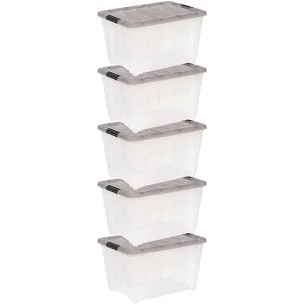 IRIS USA 53 Qt. Plastic Storage Bins with Lids  Clear  Latching  Stackable Box  Totes 6Pk