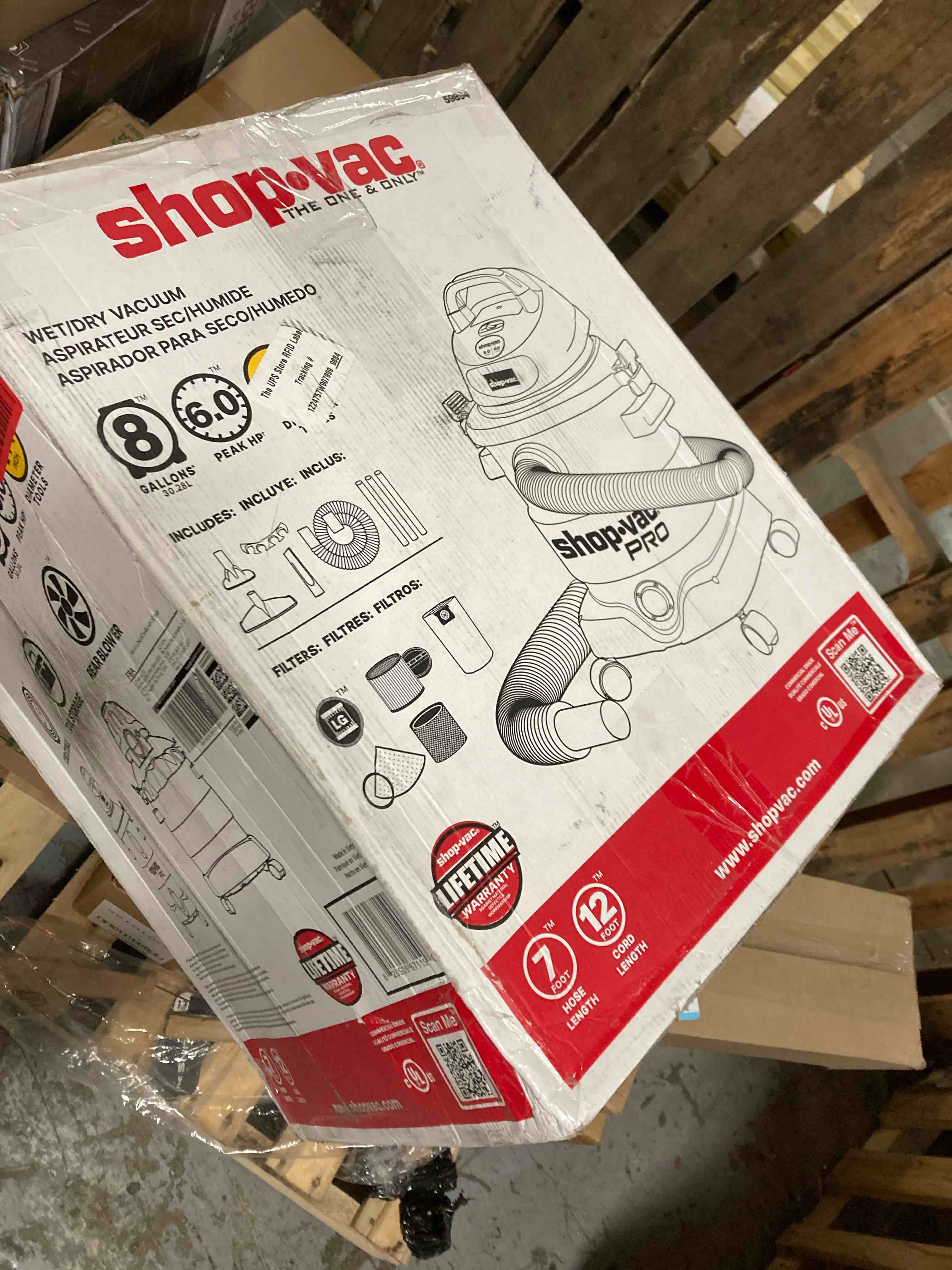 Condition photo showing New/Like New for Shop-Vac 8 Gallon 6.0 Peak HP Wet/Dry Vacuum, Stainless Steel Tank, Portable Shop Vacuum with Multifunctional Attachments for Jobsite, Garage & Workshop. 5989400 (B0982M4FC6)