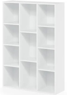 Furinno 11-Cube Reversible Open Shelf Bookcase  White