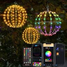 3 pack 12” outdoor/indoor led christmas light balls, smart hanging tree decor sphere lights, dimmer 