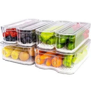 smrcad fridge organizers and storage, 6 pack clear freezer organizer bins with lids for kitchen, pan