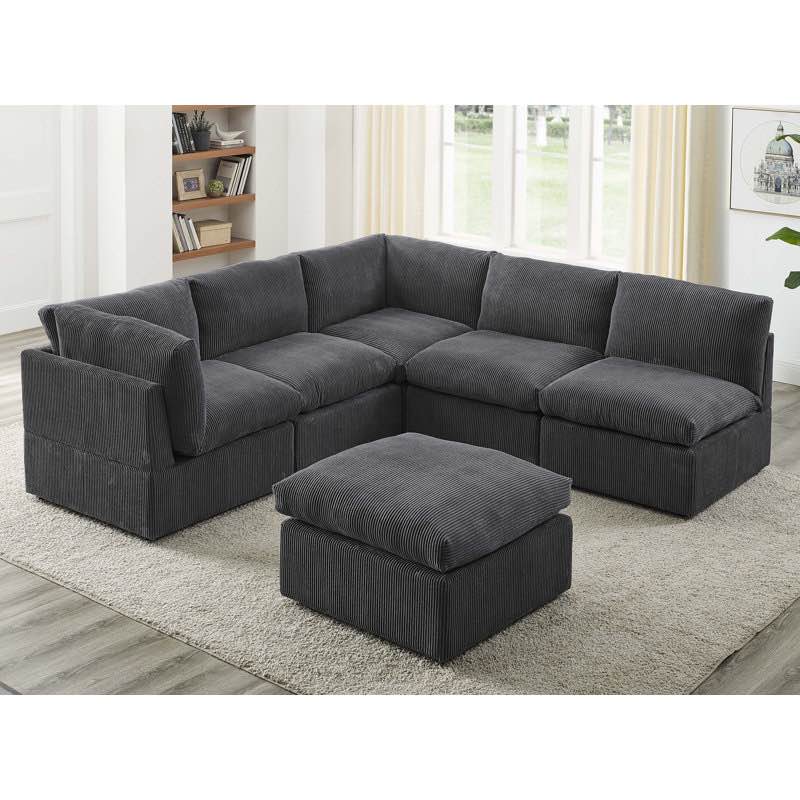 kyanne priyen 98" wide symmetrical modular corner sectional gray (armless chair only)
