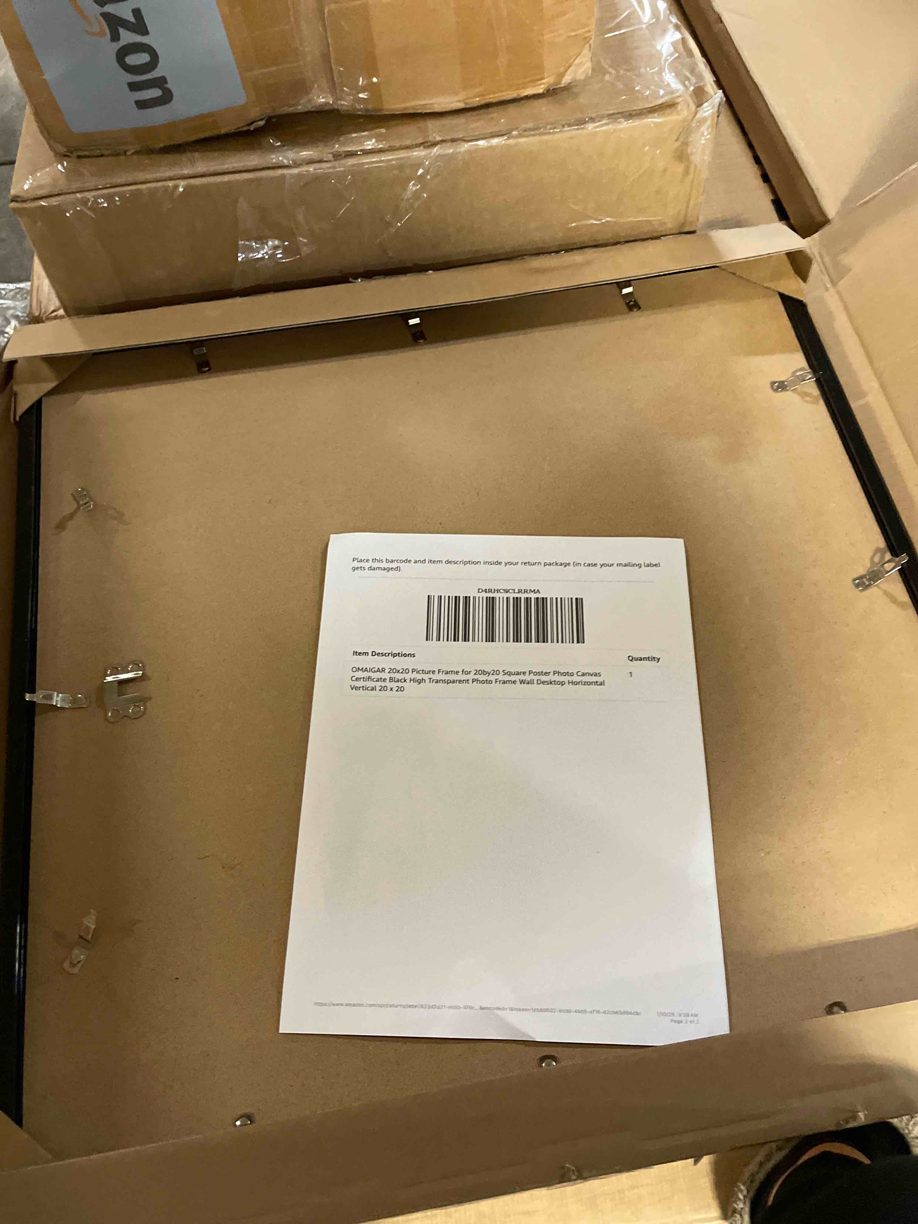 Condition photo showing New/Like New for OMAIGAR 20x20 Picture Frame for 20by20 Square Poster Photo Canvas Certificate Black High Transparent Photo Frame Wall Desktop Horizontal Vertical 20 x 20 Black 20x20