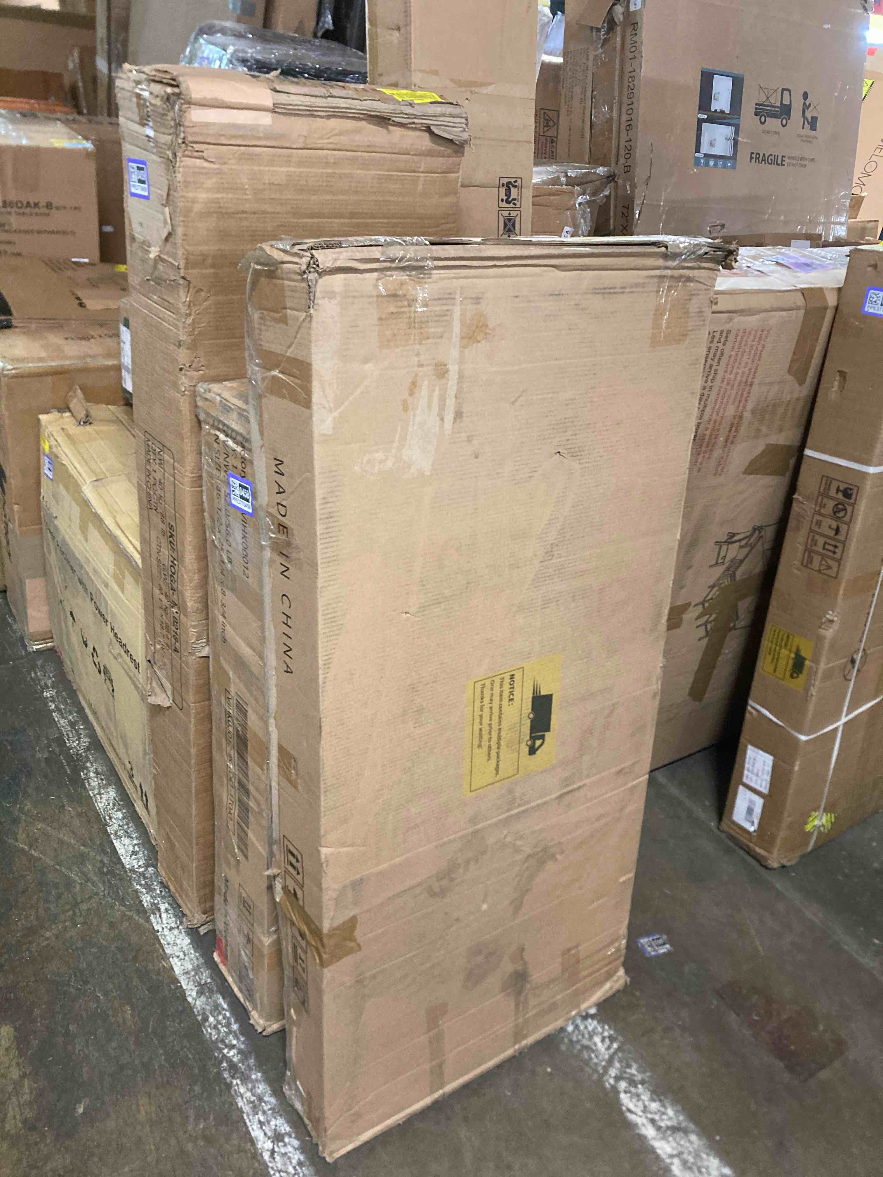 Condition photo showing As Is for 63"W Kitchen Island With Leaf White ( box 1 only )