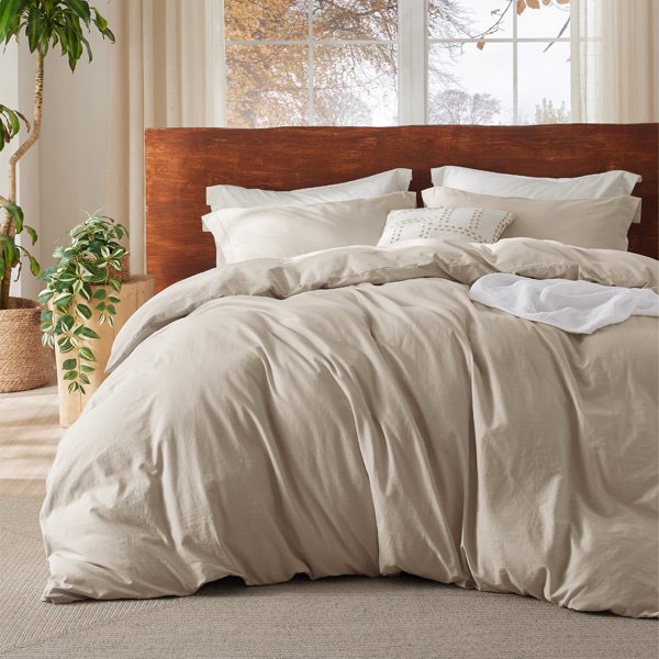 essential bedsure 100% washed cotton duvet cover with pillow shan