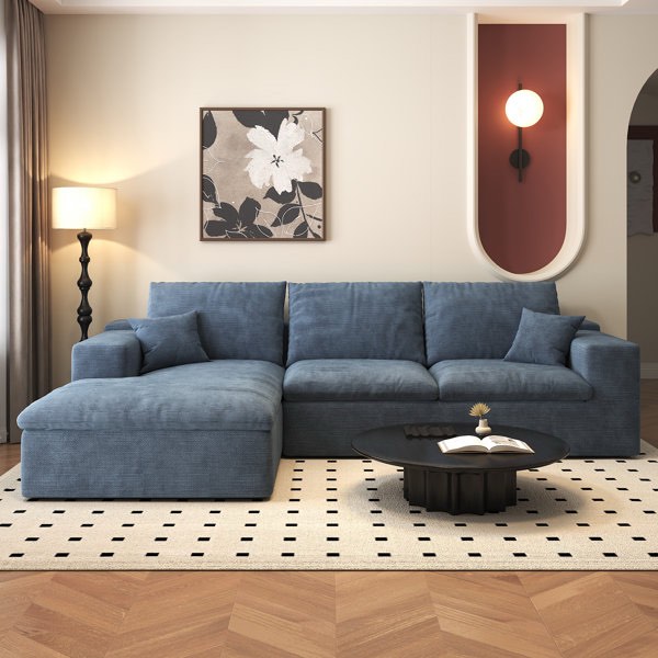 107'' L-Shaped Modern Modular Sectional Cloud Couch, 4-Seat Chenille Deep-Seat (Box 1 of 2 only)