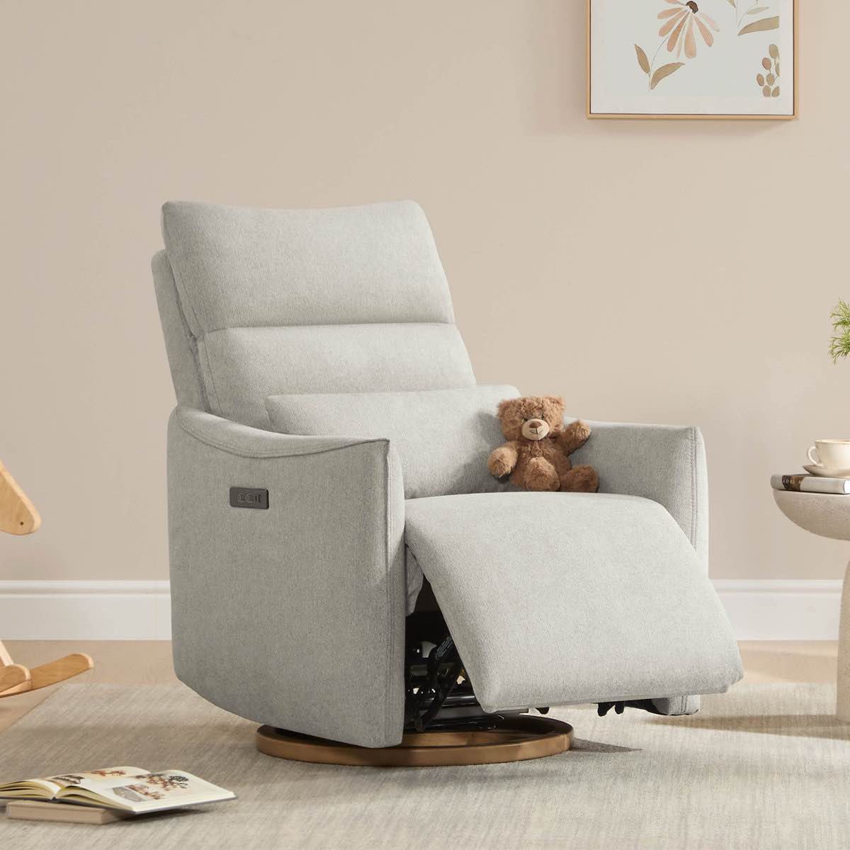 Dual-Motor Glider Swivel Power Recliner With Power Headrest And Removable Lumbar Pillow