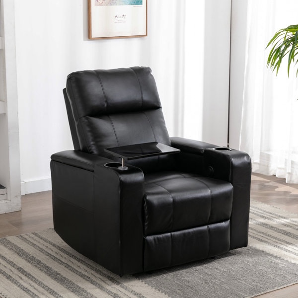 ryun 33.1'' wide contemporary breathable leather power recliner