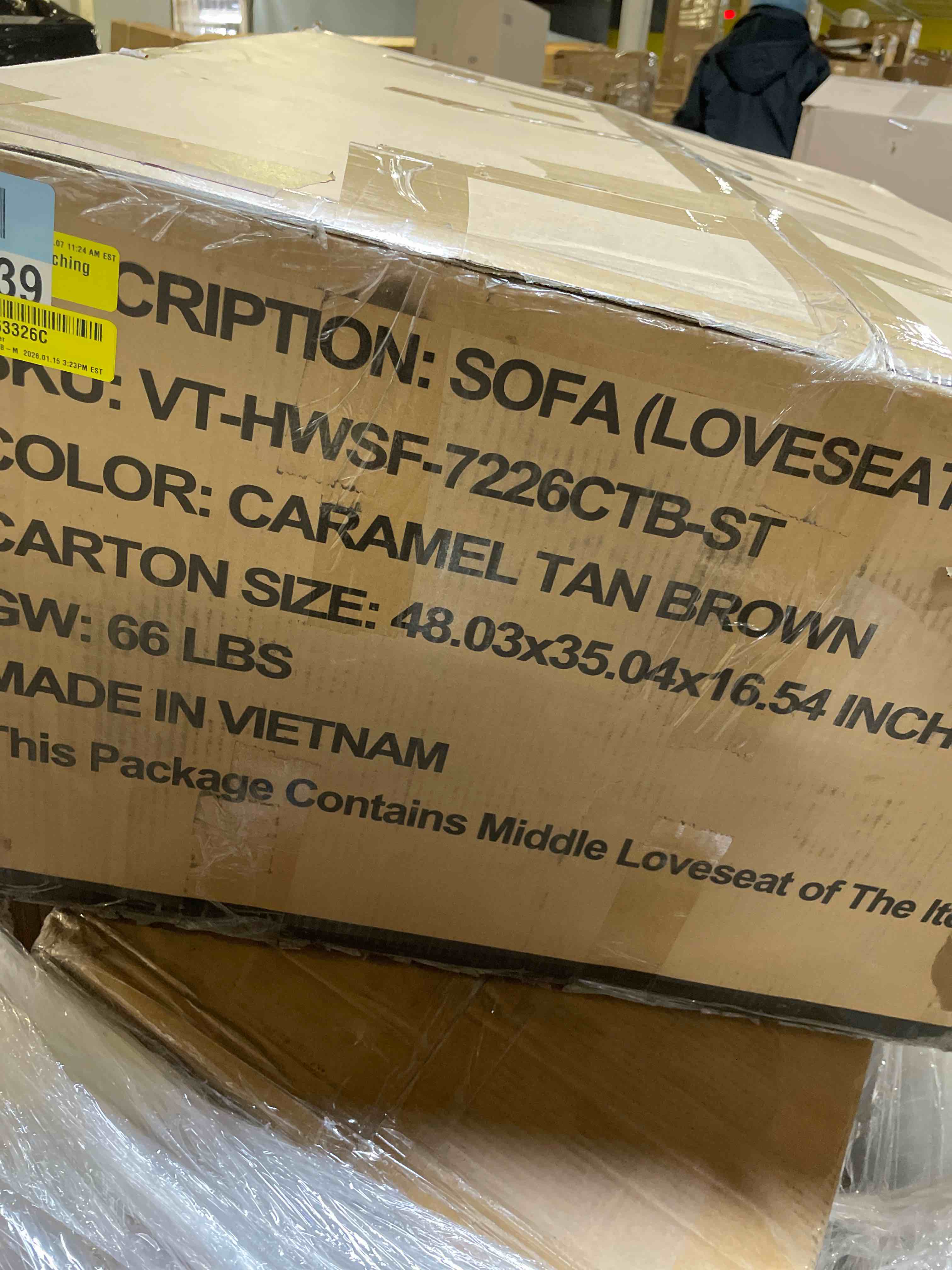 Condition photo showing As Is for 7226 Caramel Tan Brown Faux Leather (one piece ) 