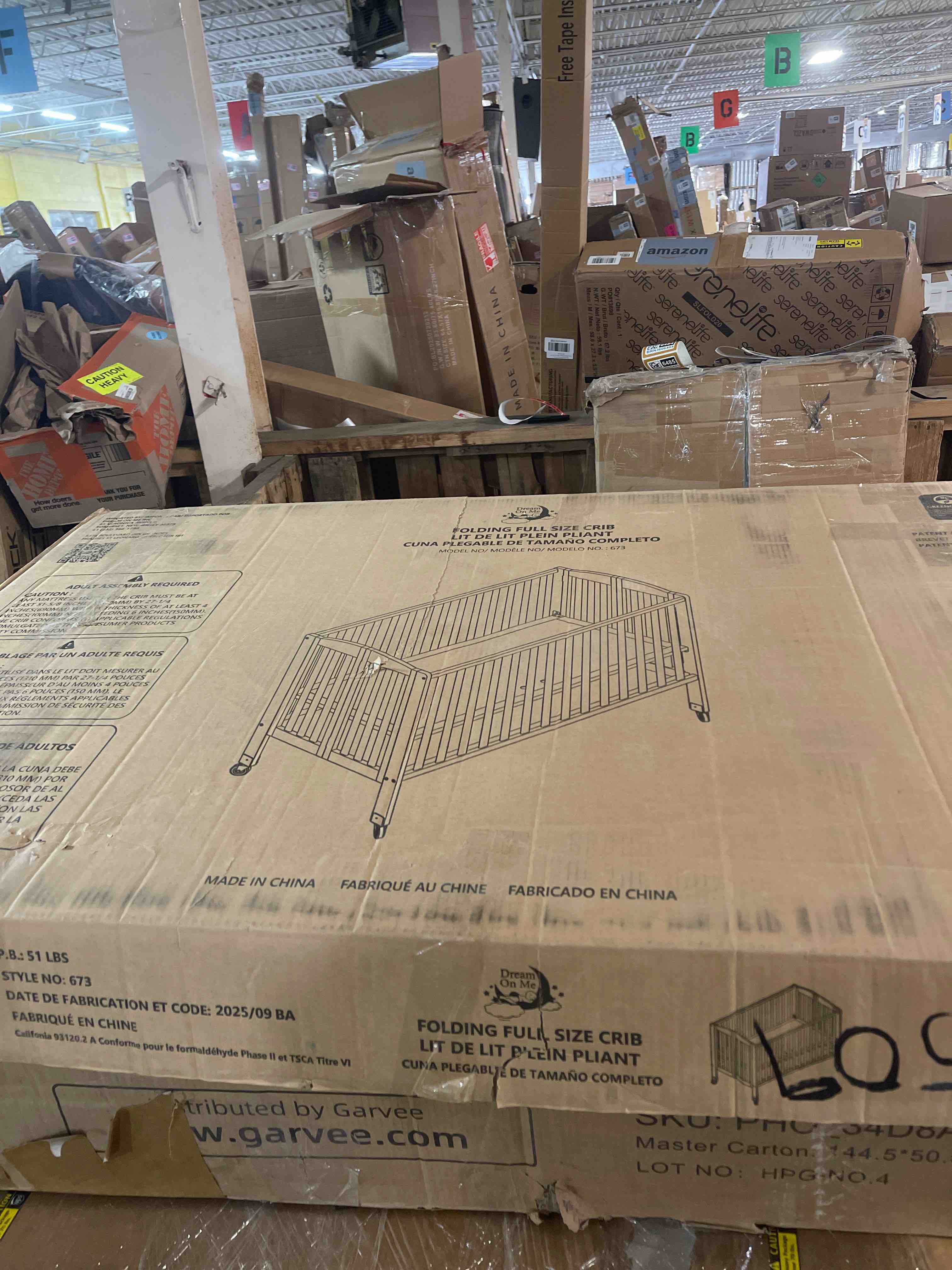 Condition photo showing As Is for Dream On Me Quinn Full-Size Folding Crib I Removable Wheels I Modern Nursey I Adjustable Mattress Support I Patent Folding System in Cool Grey