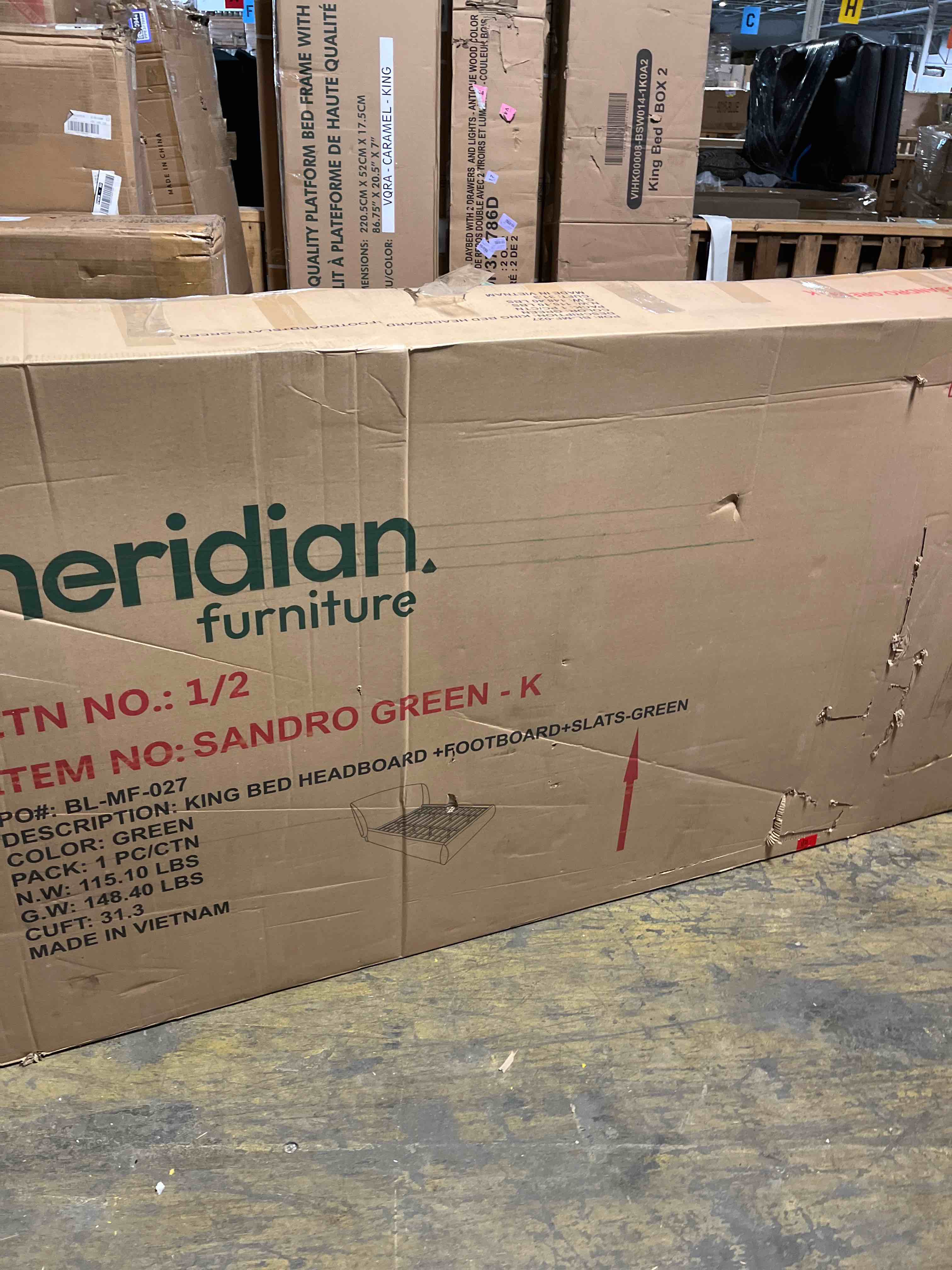 Condition photo showing Good Condition for King bed Sandro green (Box 1 of 2)