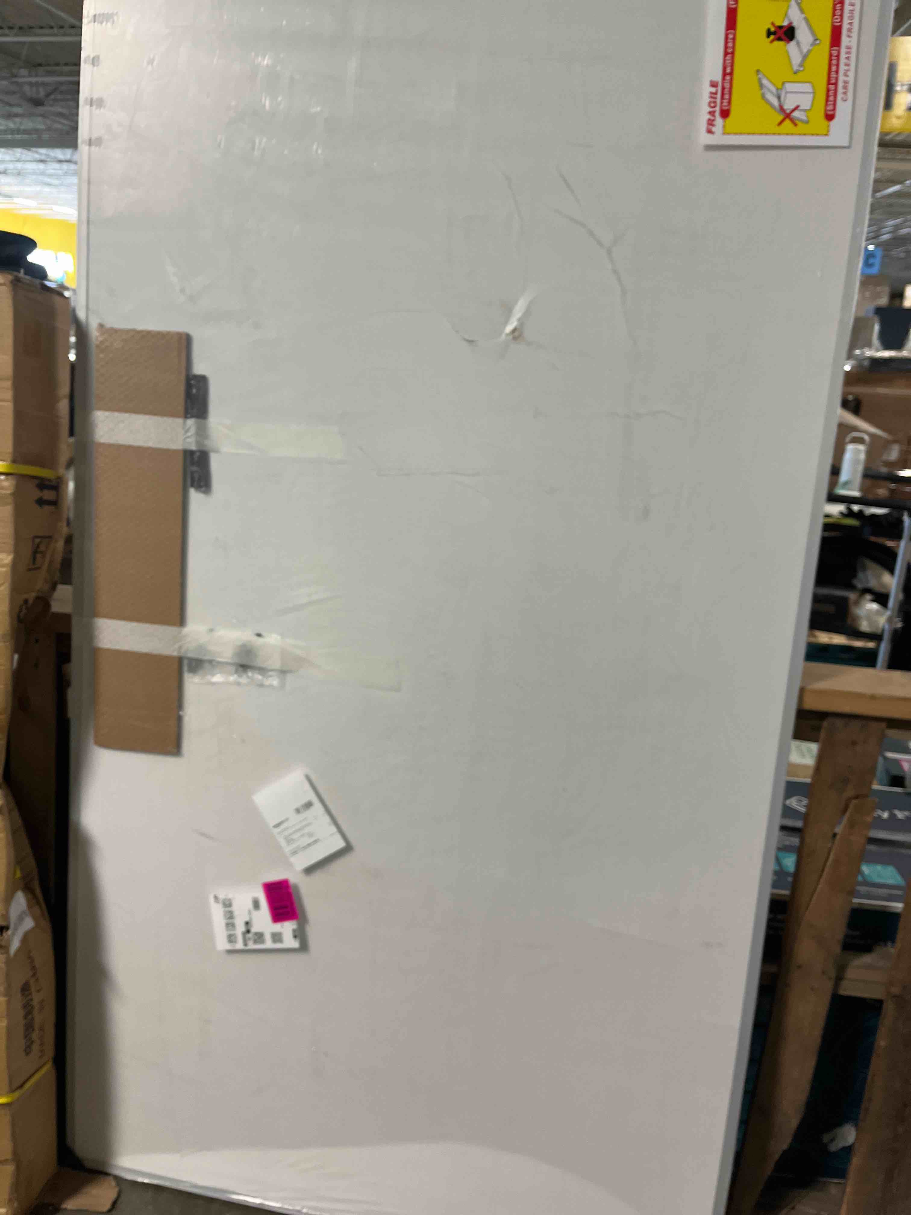 Condition photo showing As Is for VIZ-PRO Dry Erase Board/Magnetic Whiteboard, 72 x 48 Inches, Large Wall Mounted Board for School Office and Home 6' x 4'( Damaged )