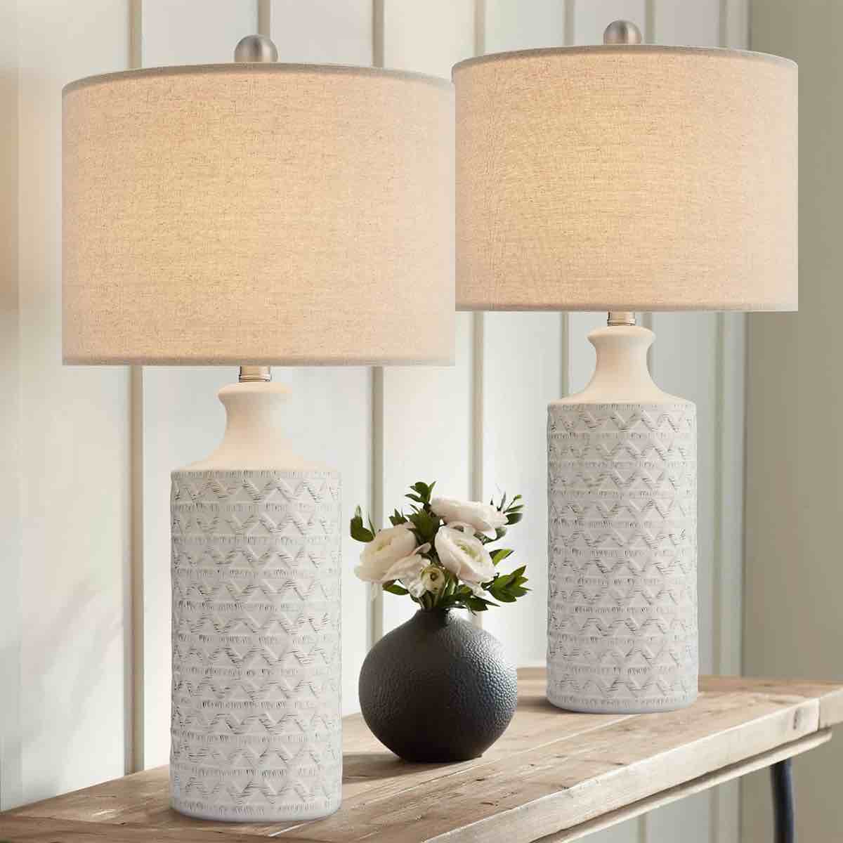amarchand 24.75"modern ceramic lamp, for living room bedroom, bedside table (bulb not included) 