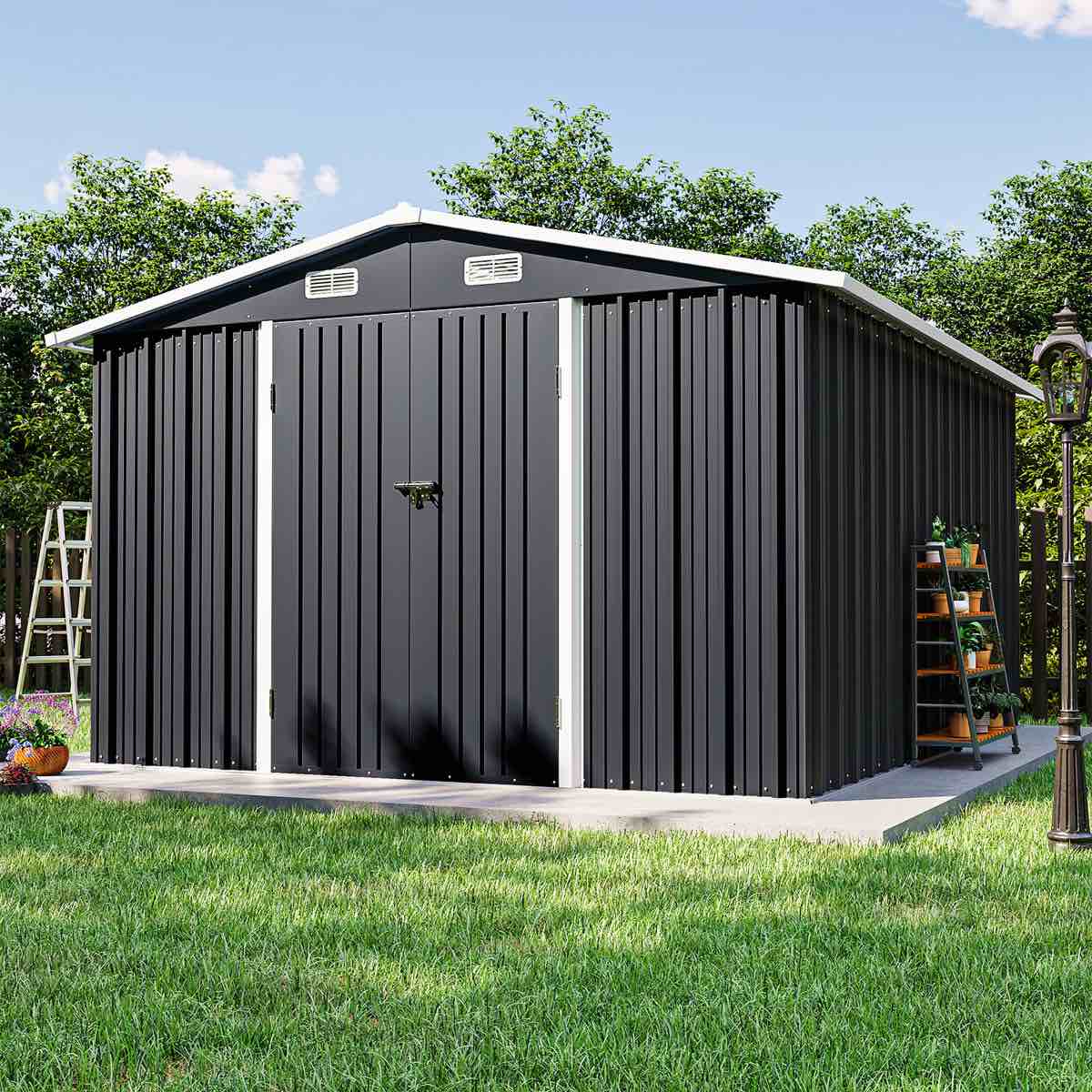 10 ft. w x 12 ft. d outdoor metal storage shed(box 1 of 3)