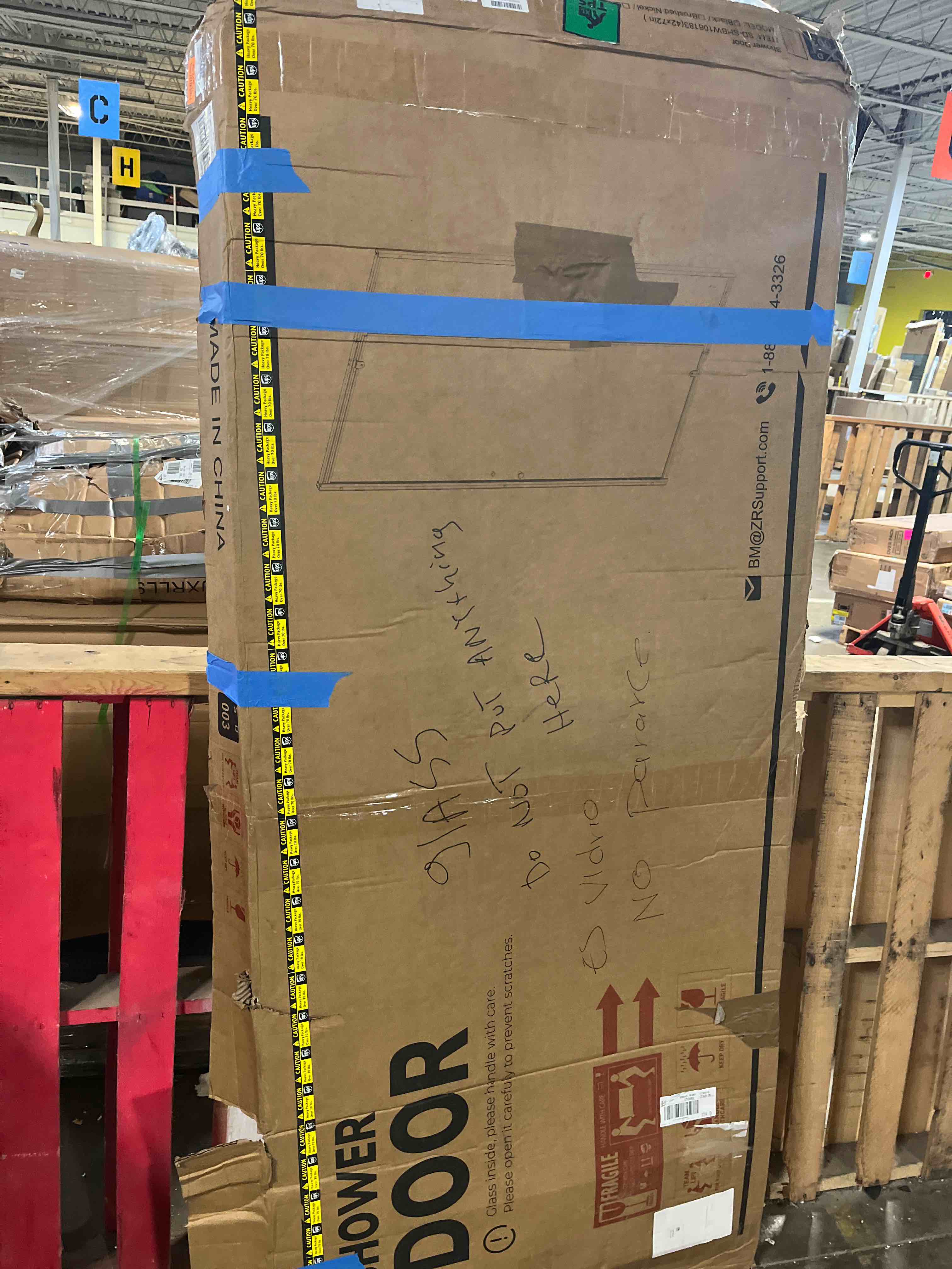 Condition photo showing New/Like New for Keonjinn Pivot Shower Door, 38-42" W x 72" H Semi-Frameless Pivot Swing Glass Shower Door, 1/4"(6mm) Clear SGCC & ASNI Tempered Glass with Explosion-Proof Film & Nano Coating? Matte Black Finish 38-42" W x 72" H Matte Black