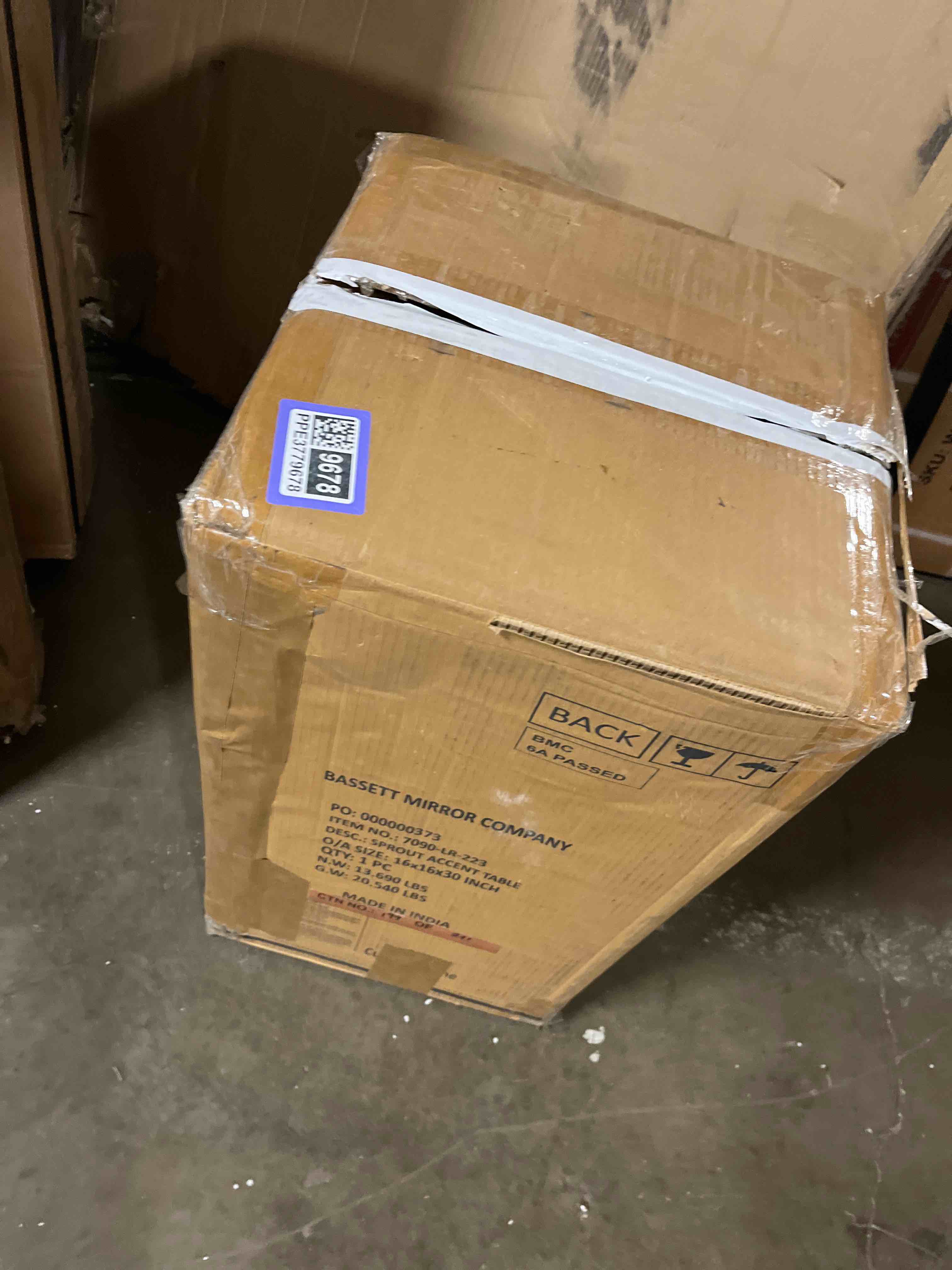 Condition photo showing As Is for sprout accent table (Base only)