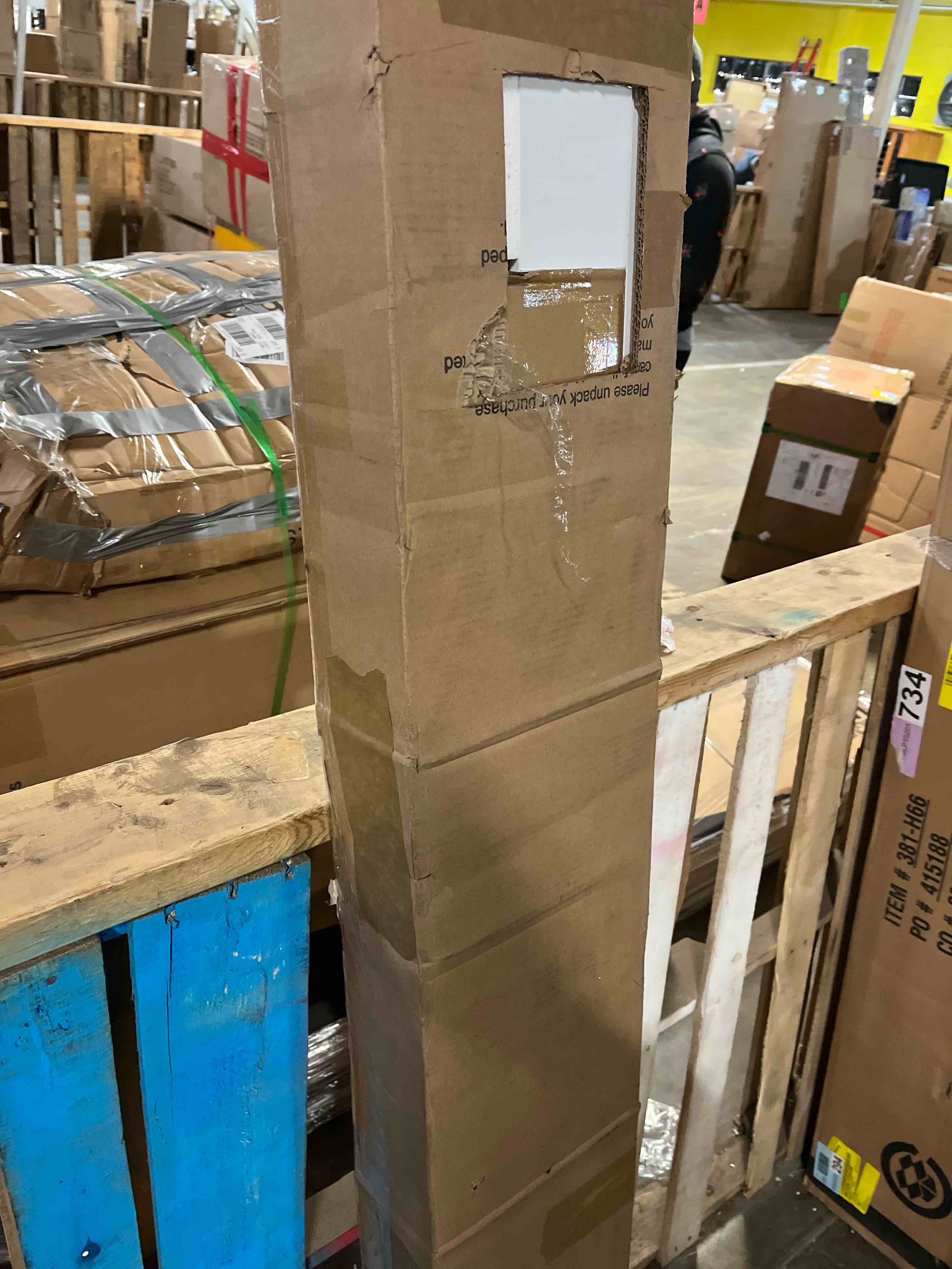 Condition photo showing New/Like New for SmartStandard 36 x 84 inch White Sliding MDF Barn Door with 6.6FT Black Sliding Door Hardware Kit & Handle, Pre-Drilled Ready to Assemble, Waterproof PVC Coating, H-Frame