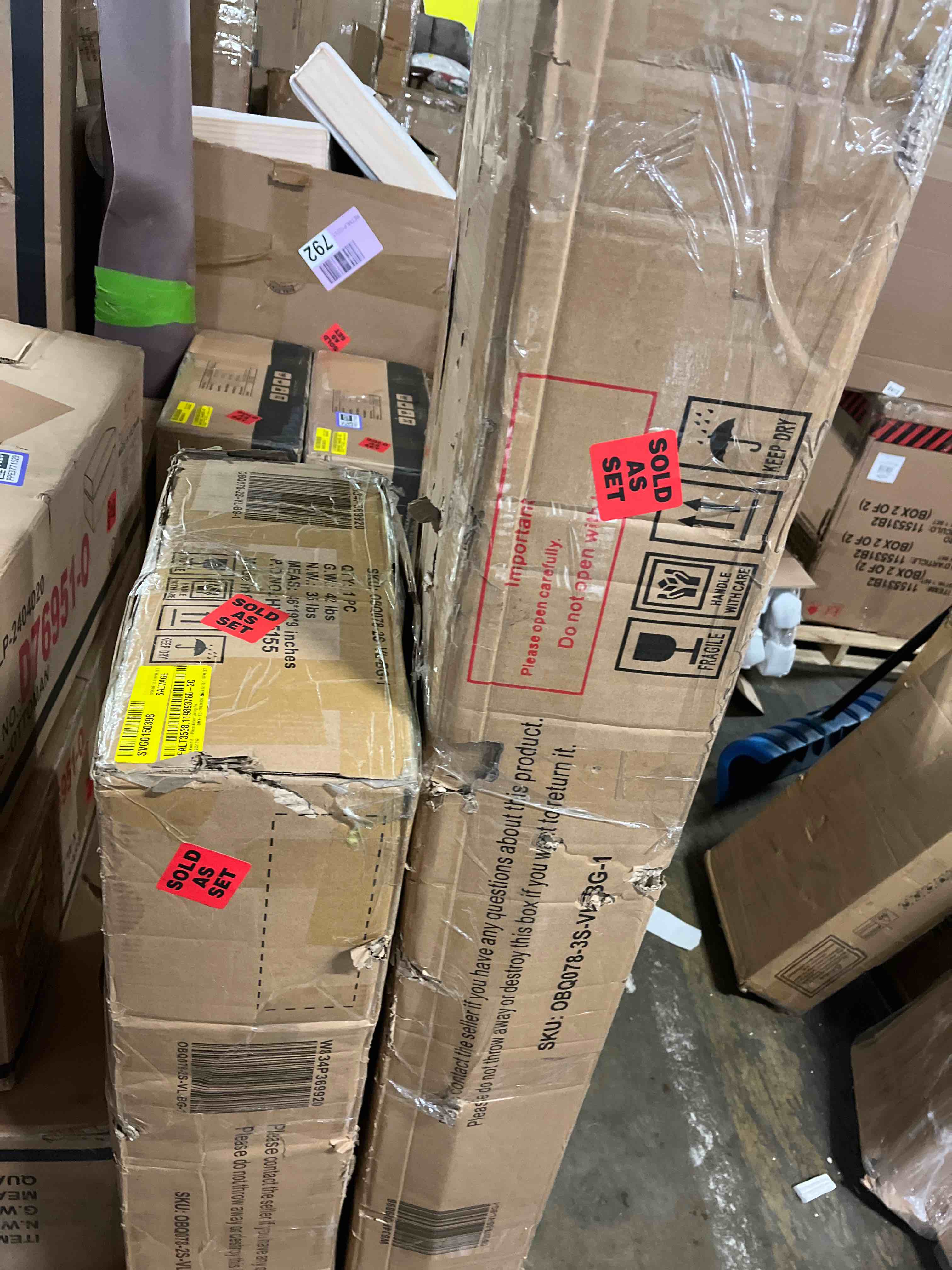 Condition photo showing As Is for Markwich 2 - Piece Velvet Living Room Set(Incomplete two boxes only )