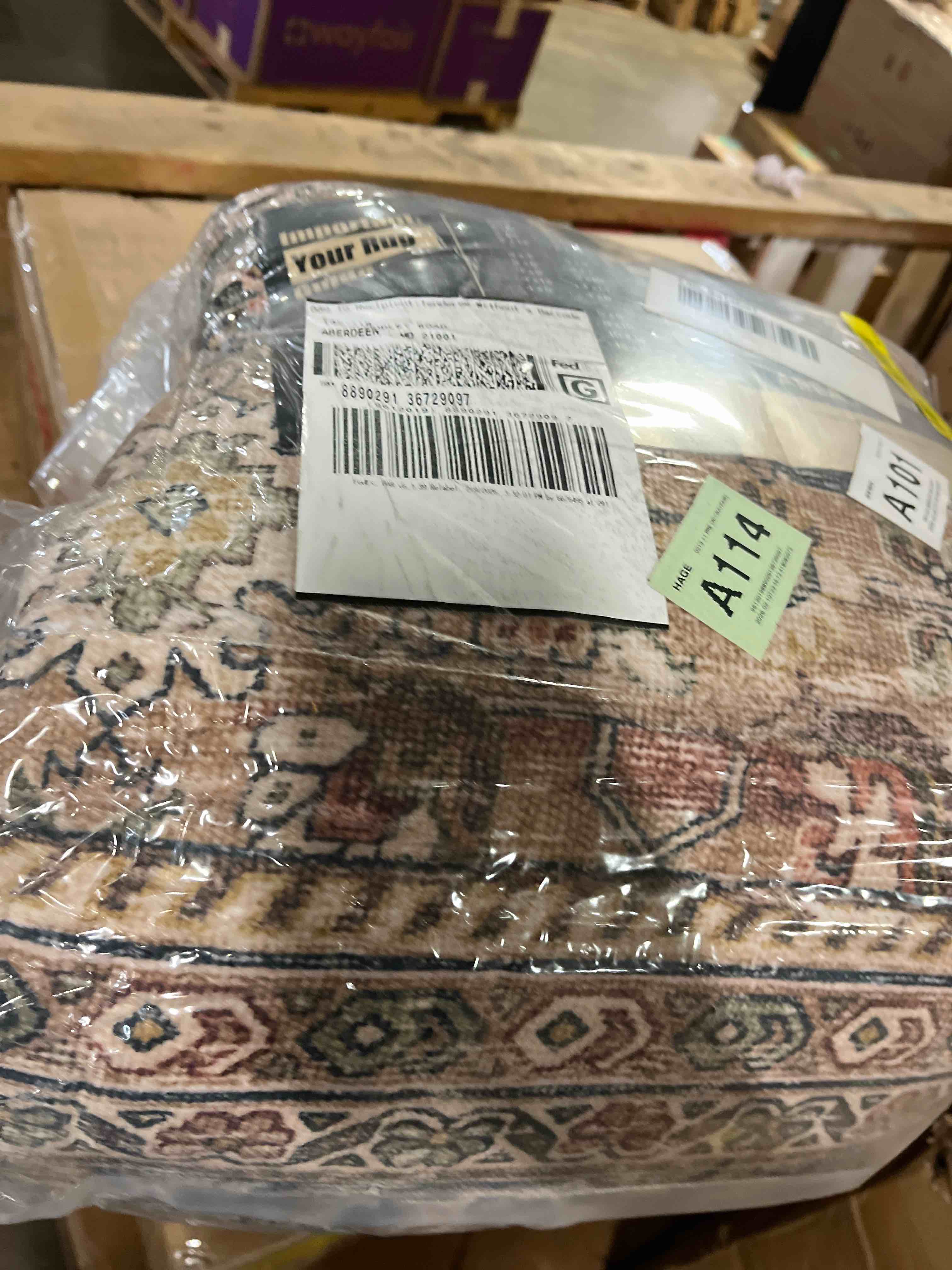 Condition photo showing New/Like New for Washable Rug, Ultra Soft Area Rug 9x12, Non Slip Boho Rug Foldable, Stain Resistant Rugs for Living Room Bedroom, Modern Fuzzy Rug (Brick Red/Navy, 9'x12')