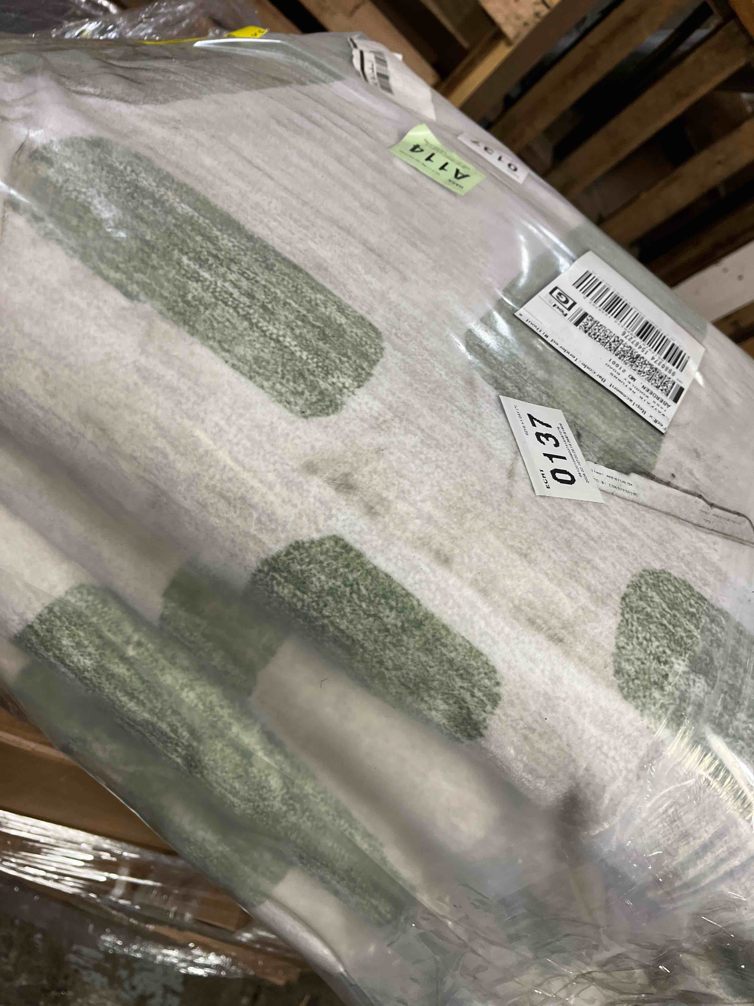 Condition photo showing New/Like New for Addison Rugs Mayfield AMF2215 Aloe 9' x 12' Indoor Premium Machine Washable Rug, Silky Soft, Easy Clean, Non Shedding, Bedroom, Living Room, Dining Room, Kitchen Rug