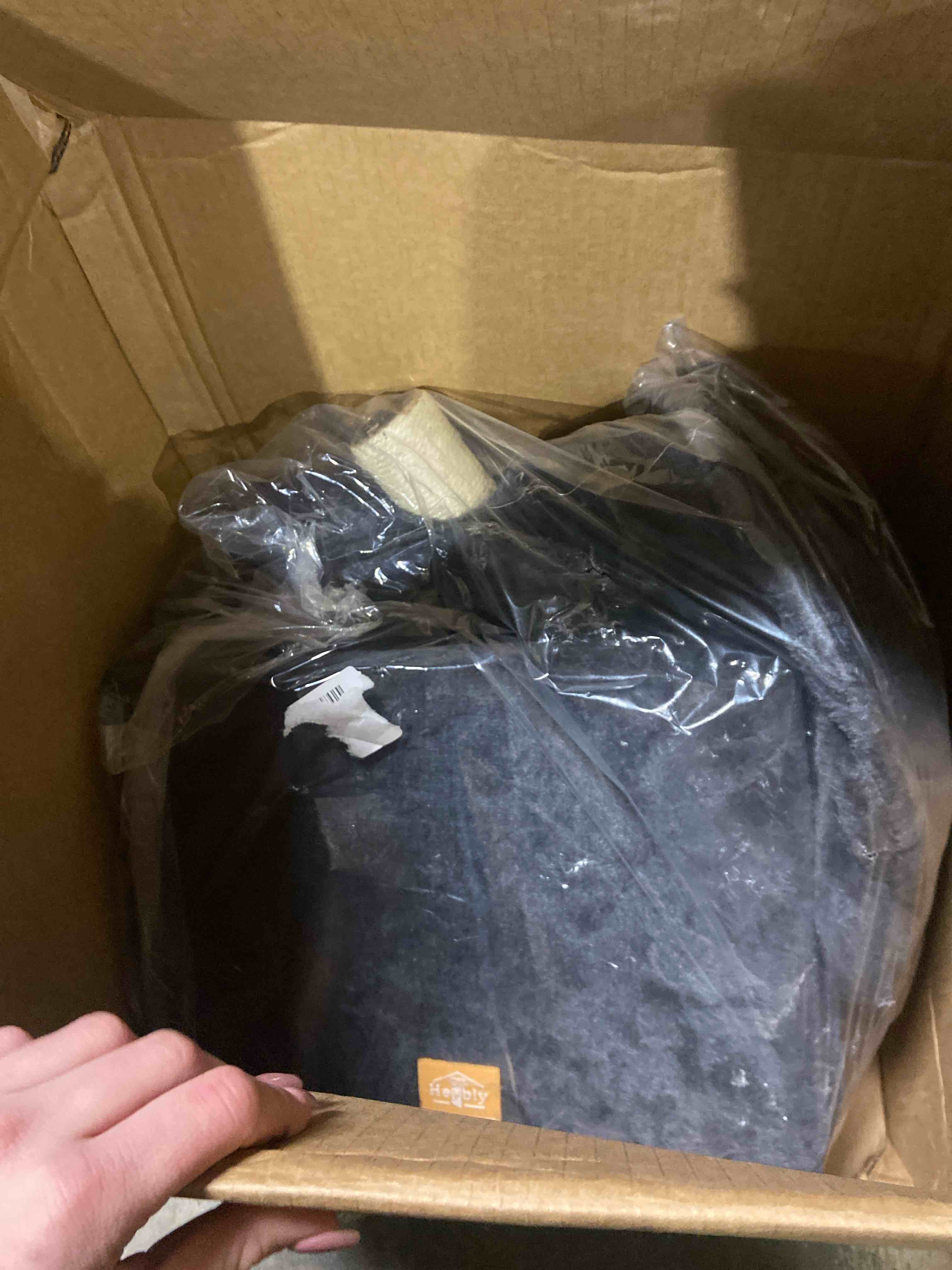 Condition photo showing Good Condition for Heybly Cat Tree, Kitten Tower with Large Soft Cat Basket, Cat Condo with Spacious Cat Bed Cave with Hidden Space, Sisal-Covered Scratching Posts, Dangling Ball for Indoor Cats, Smoky Gray HCT008SG 32 inch Smoky Gray