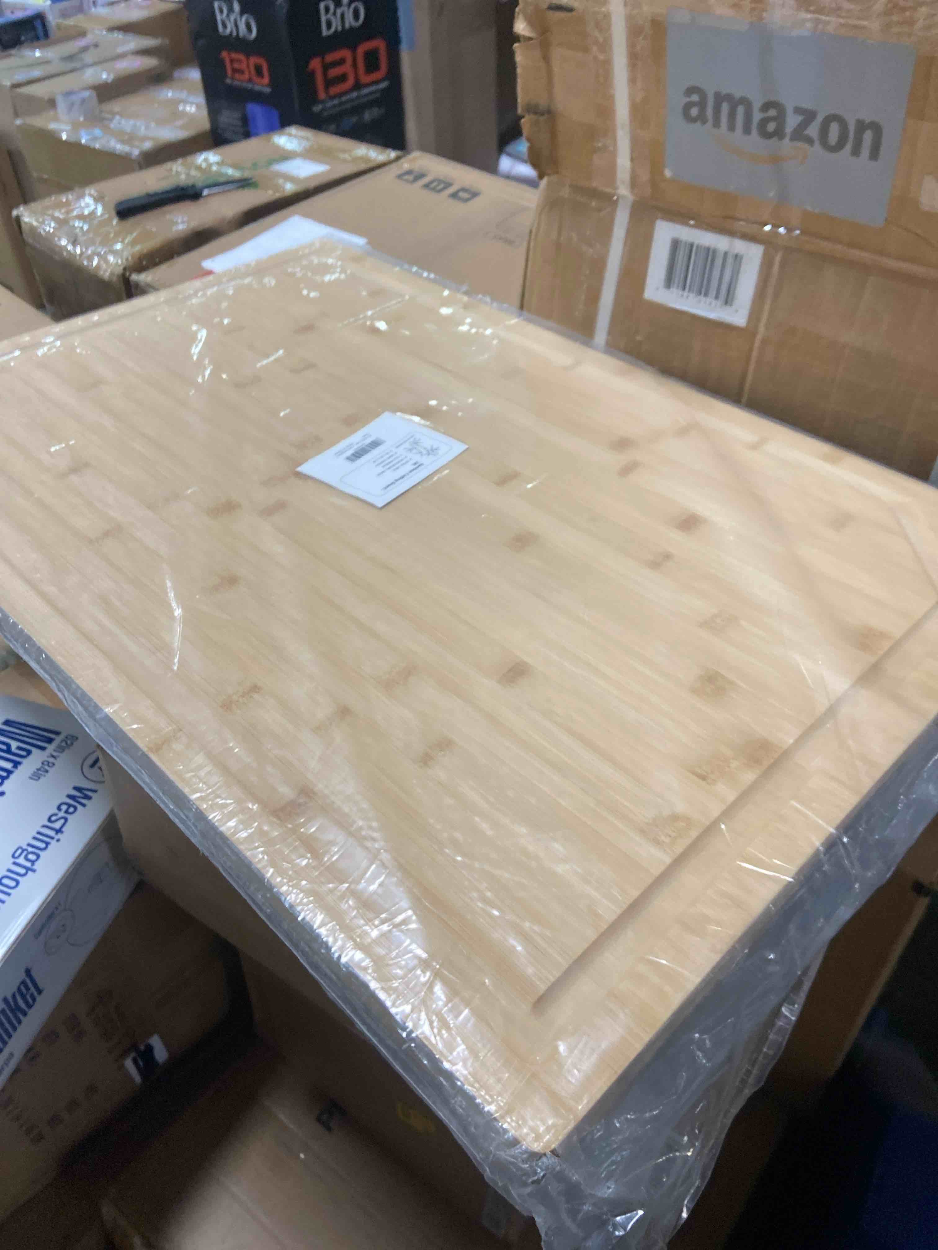 Condition photo showing New/Like New for 30 x 20 Extra Large Bamboo Cutting Board for Kitchen, Cutting Board Stove Top Cover, Butcher Block Chopping Board with Handle and Juice Groove, Large Charcuterie Board Over the Sink Natural 30"L x 20"W