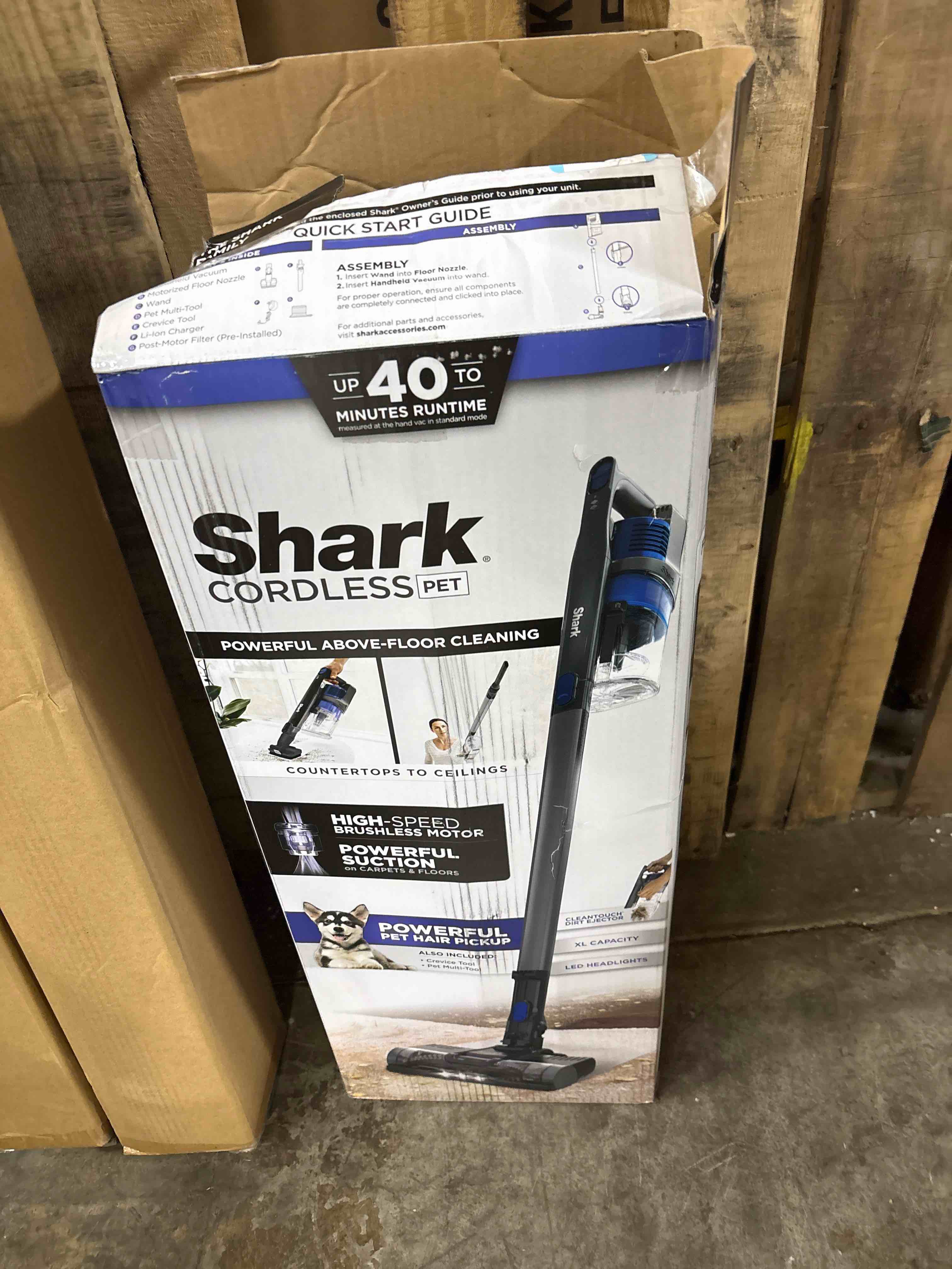 Condition photo showing As Is for Shark Rocket Lightweight Cordless Stick Vacuum (IX141), 7.5 lbs, Blue Iris