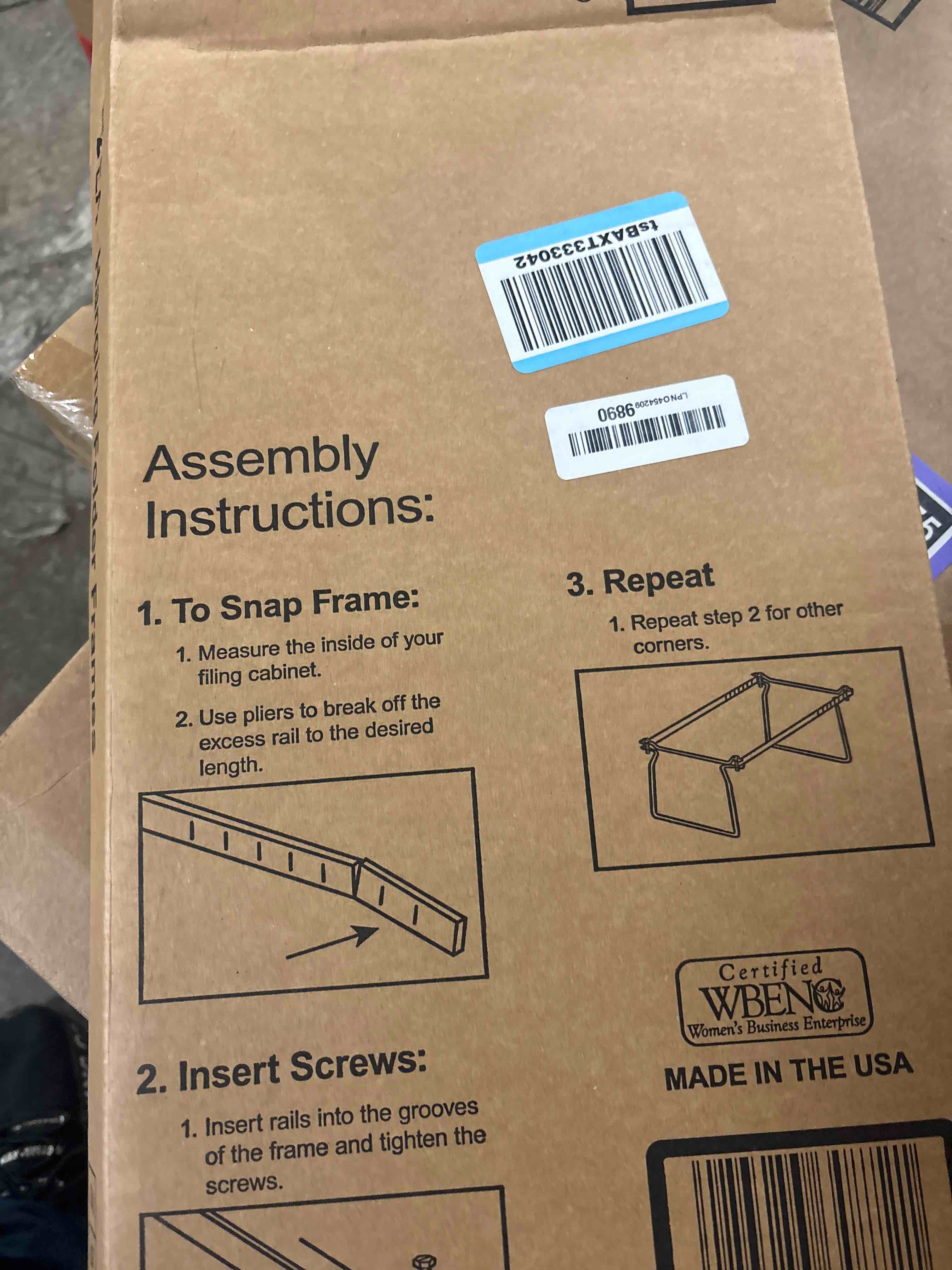 Condition photo showing New/Like New for Smead Frames, Hanging File, Heavy Duty Steel Letter Size, Adjustable 23"-27" Rails, 2-Pack Gray, Converts Drawers to Hanging Folder Storage, for Office Home Classroom Organization