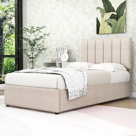 twin upholstered platform bed (only box 1/2)