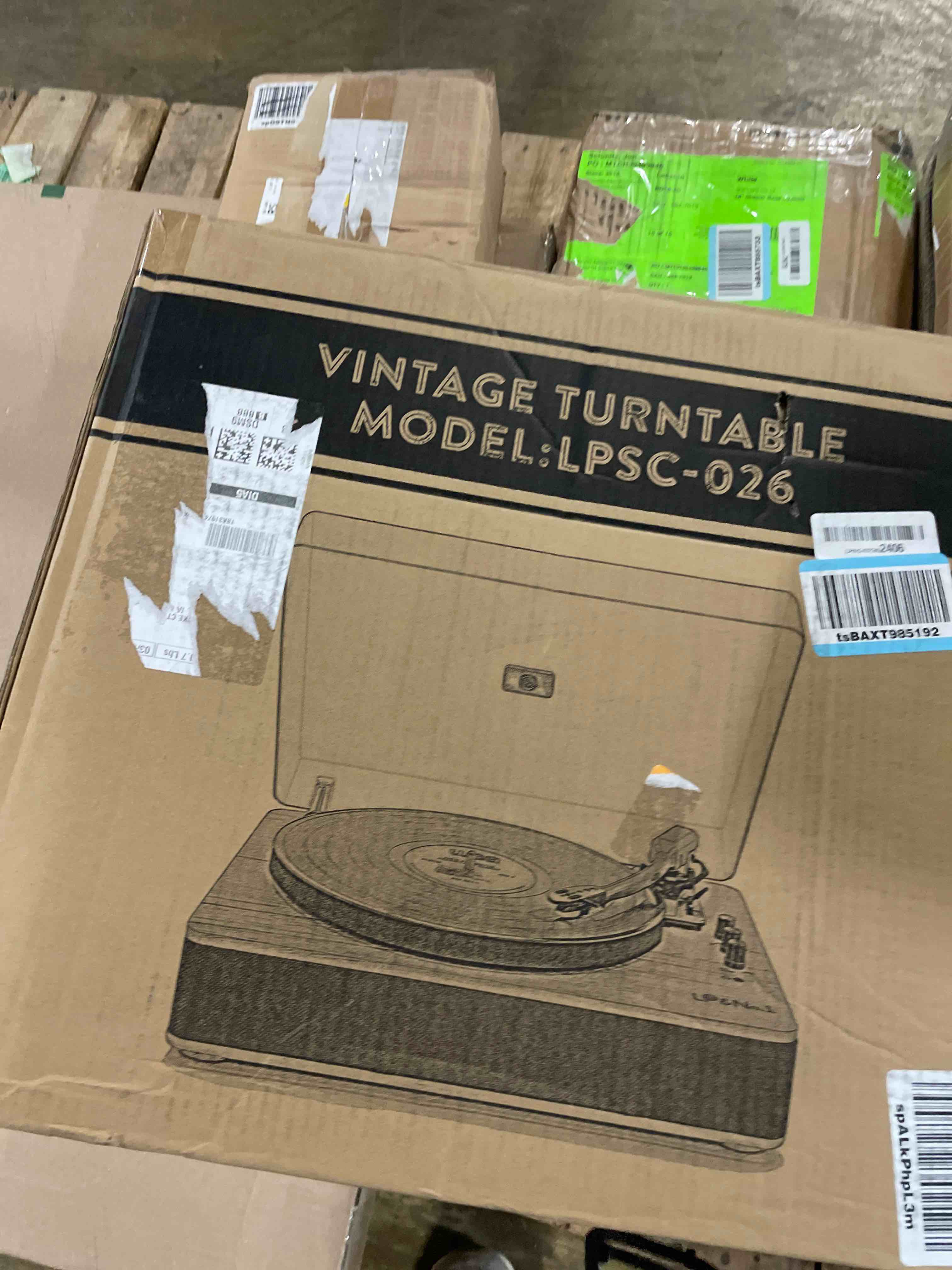 Condition photo showing Good Condition for LP&No.1 Record Player with Stereo Speakers, 3-Speed Belt-Drive Turntable for Vinyl Records with Wireless Playback and Auto-Stop,Walnut Wood