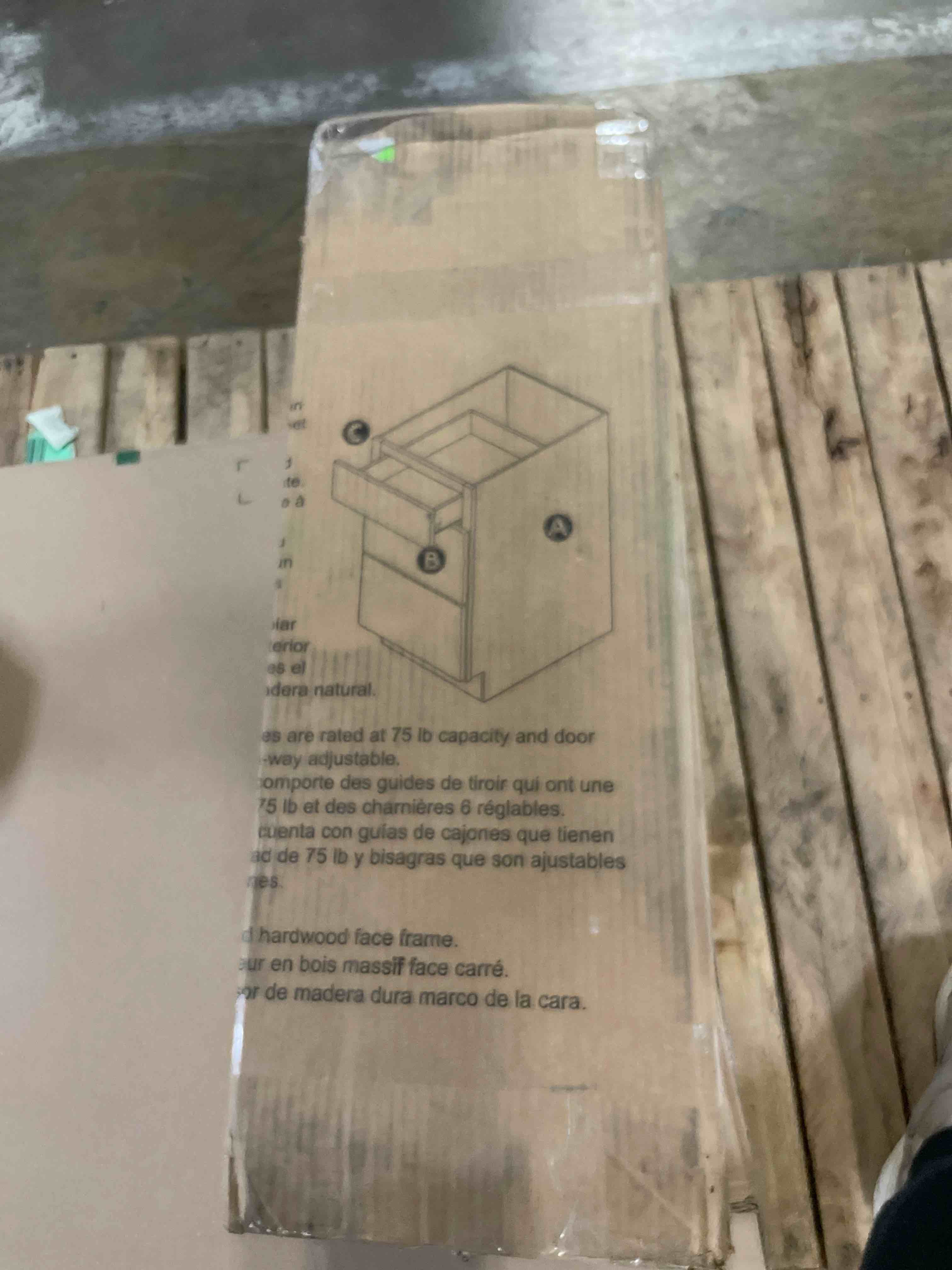 Condition photo showing As Is for 18-inch Bathroom Vanity Sink Combo, Free-Standing Single Storage Cabinet with Adjustable Shelf & Storage Rack, Wooden Set with Ceramic Basin for Bathroom (White) 18 inch White