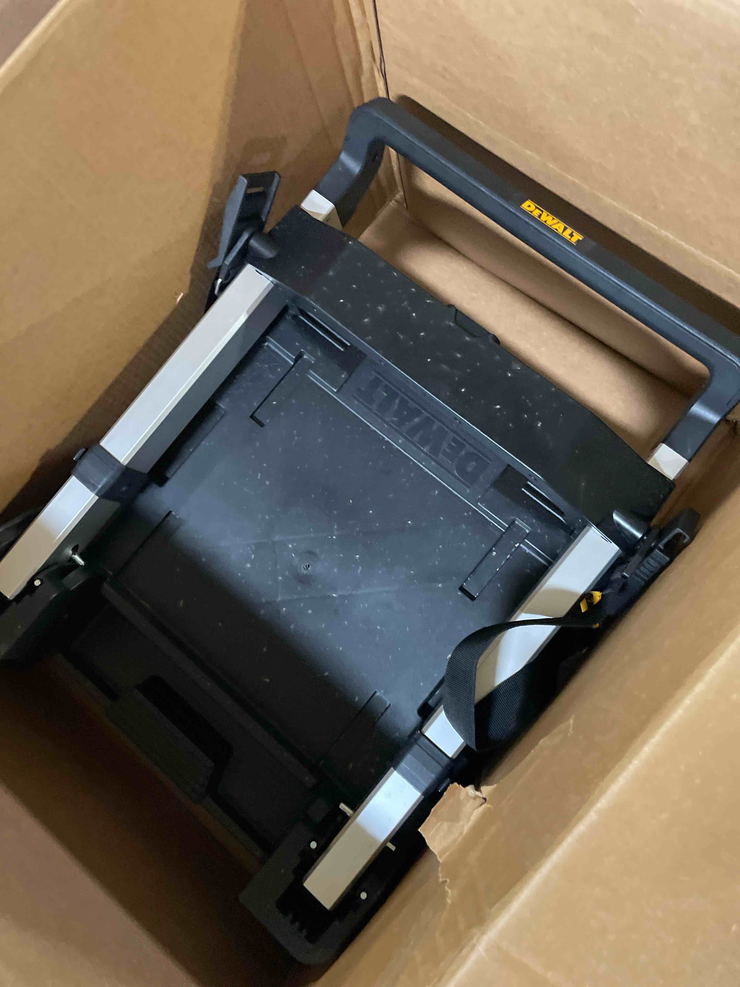 Condition photo showing As Is for DEWALT TSTAK Trolley Cart with Handle, Swivel 360°, Capacity of Up to 200 lbs (DWST17888)