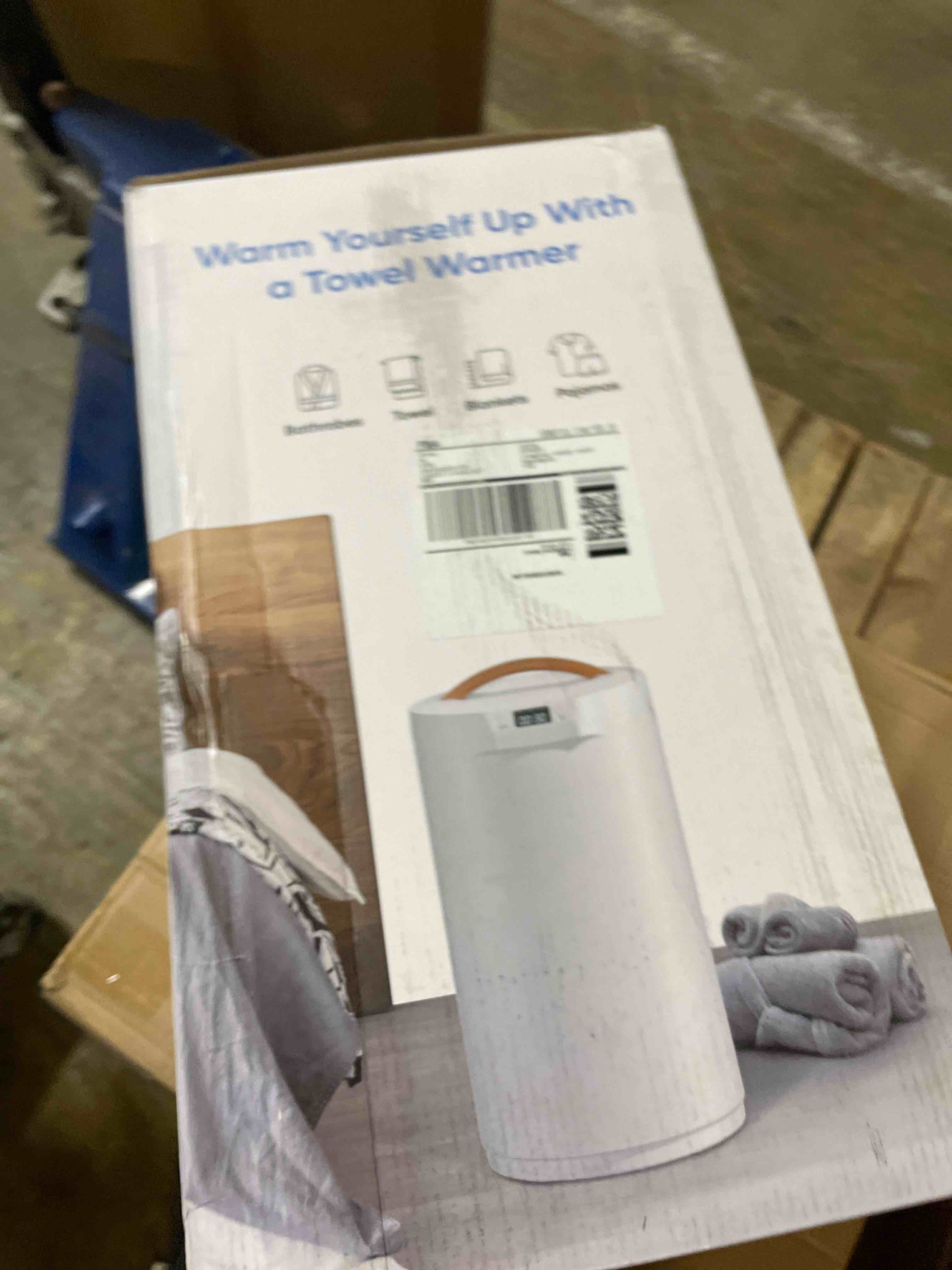 Condition photo showing New/Like New for Towel Warmer, 20L Large Towel Warmers for Bathroom, Towel Bucket Fits Up Two 40"X70" Oversized Towels, Bathrobes, Blankets, Towel Heater with LCD, 4 Timer Setting and Auto Shut Off(White)