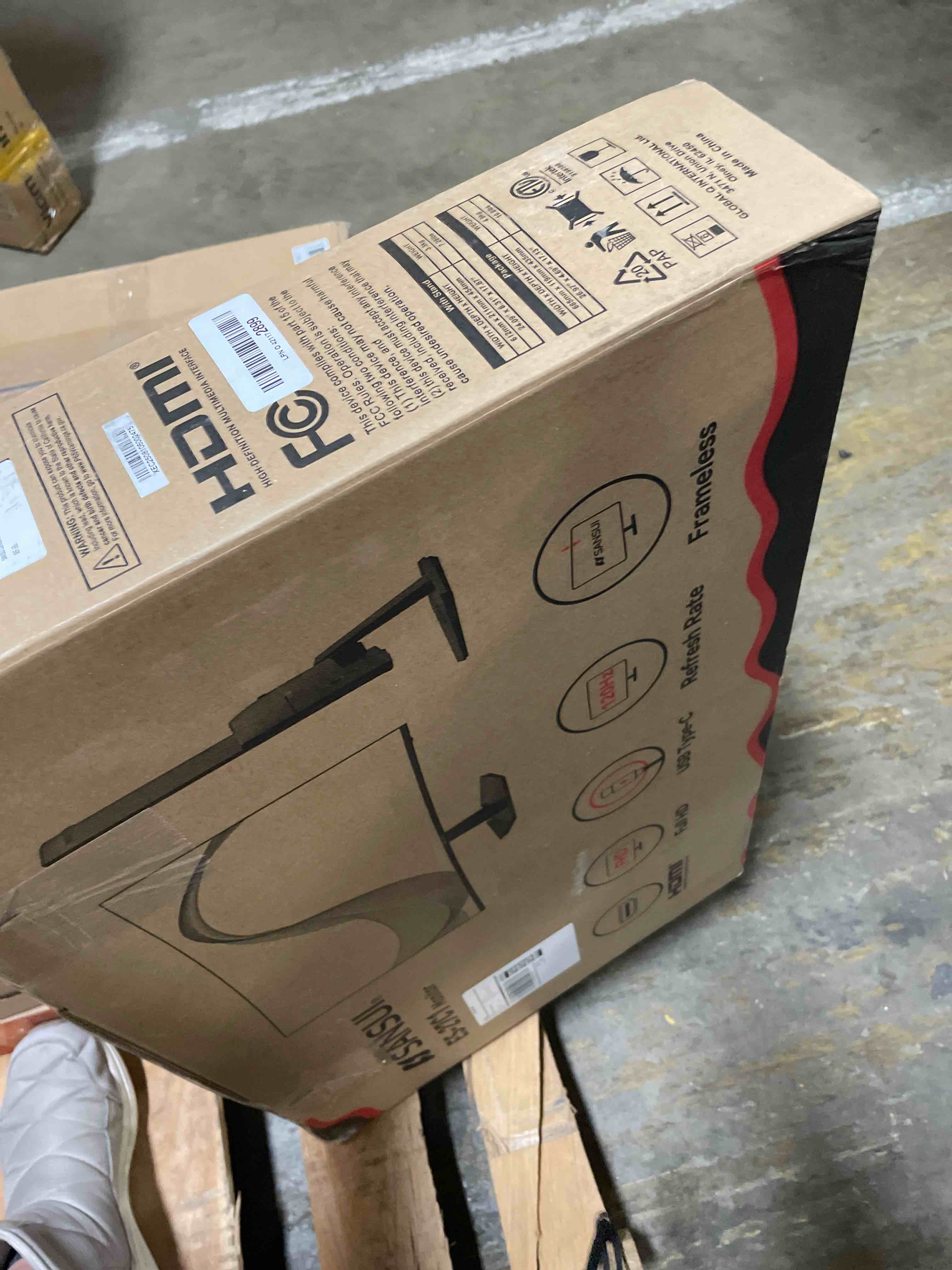 Condition photo showing As Is for SANSUI Curved Monitor 27 inch 120Hz USB Type-C Computer Monitor with Speakers Built in?FHD 1080p?HDR?110% sRGB?1500R?VESA Compatible,for Tablet,Desktop,Laptop and PC Work Gaming 27 Inch FHD 120Hz Curved Monitor with USB-C and Speakers