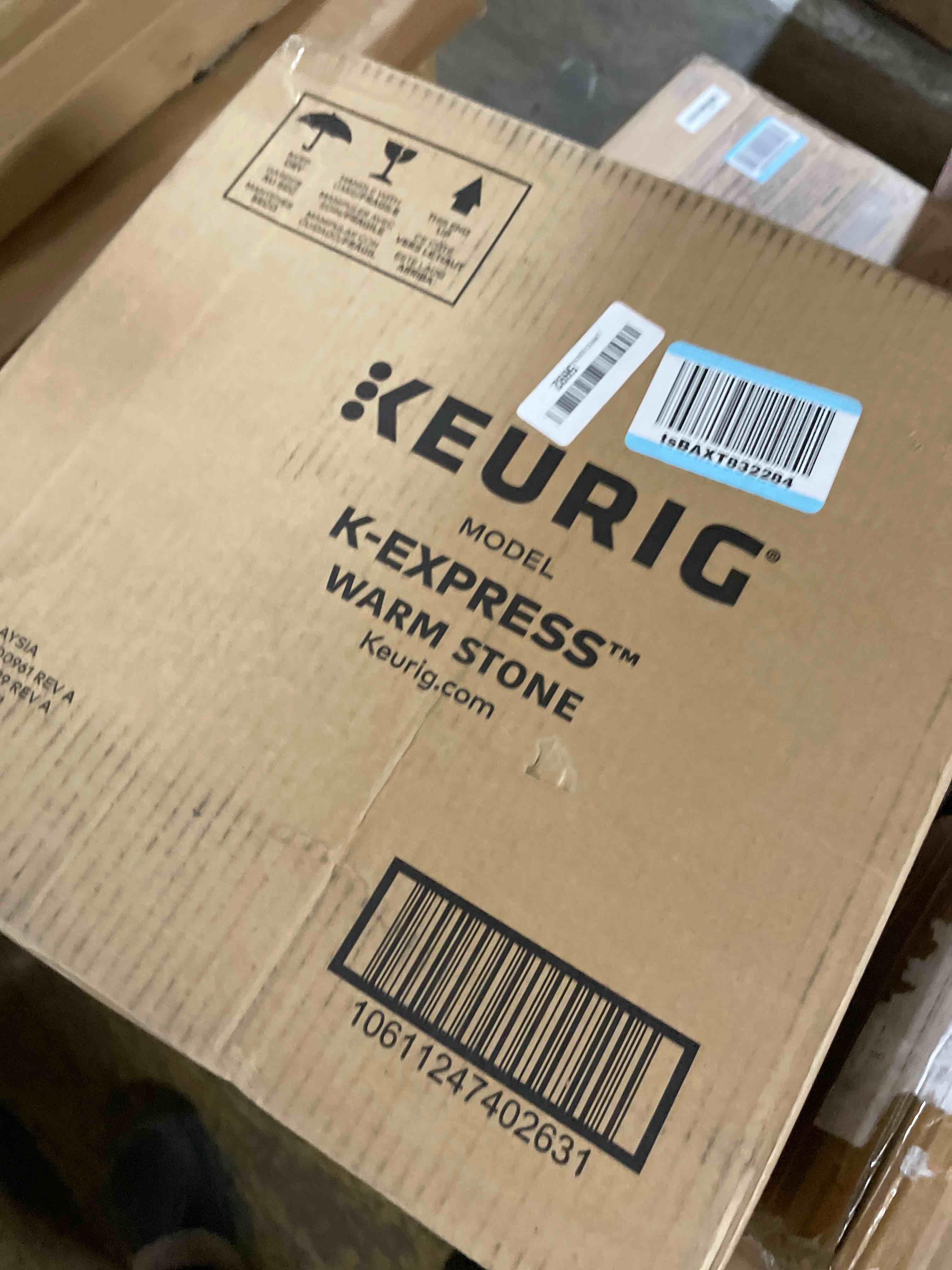 Condition photo showing New/Like New for Keurig K-Express Single Serve K-Cup Pod Coffee Maker, 3 Brew Sizes, Strong Button Feature, 42oz Removable Reservoir, Warm Stone