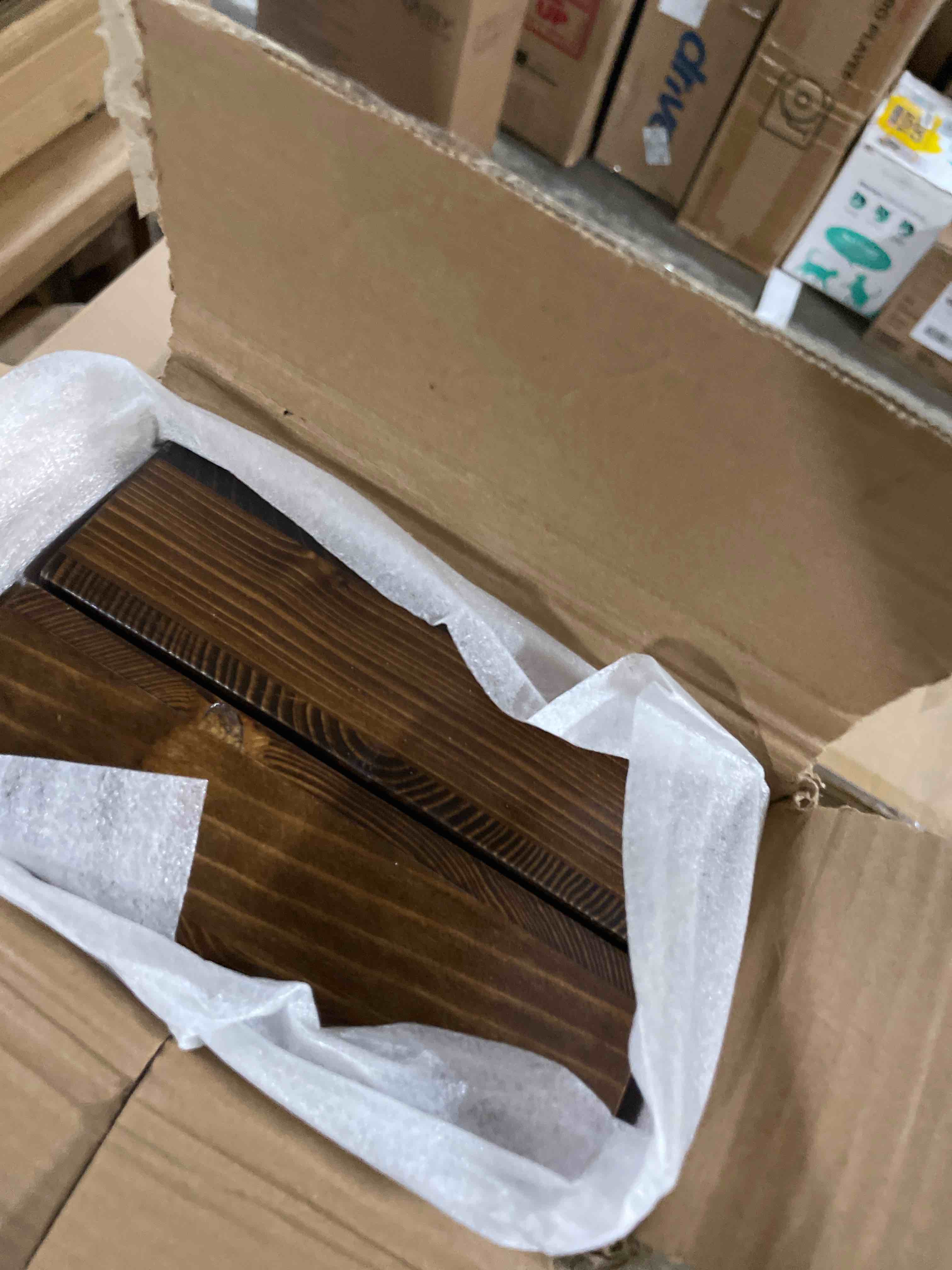 Condition photo showing New/Like New for BAOBAB WORKSHOP Wood Floating Shelves for Bathroom Wall - Solid Wood Shelf 36 inch - Long Floating Shelves for Wall for Bedroom Kitchen Living Room - Black Shelves - 36 x 6.7 Inch, Set of 2