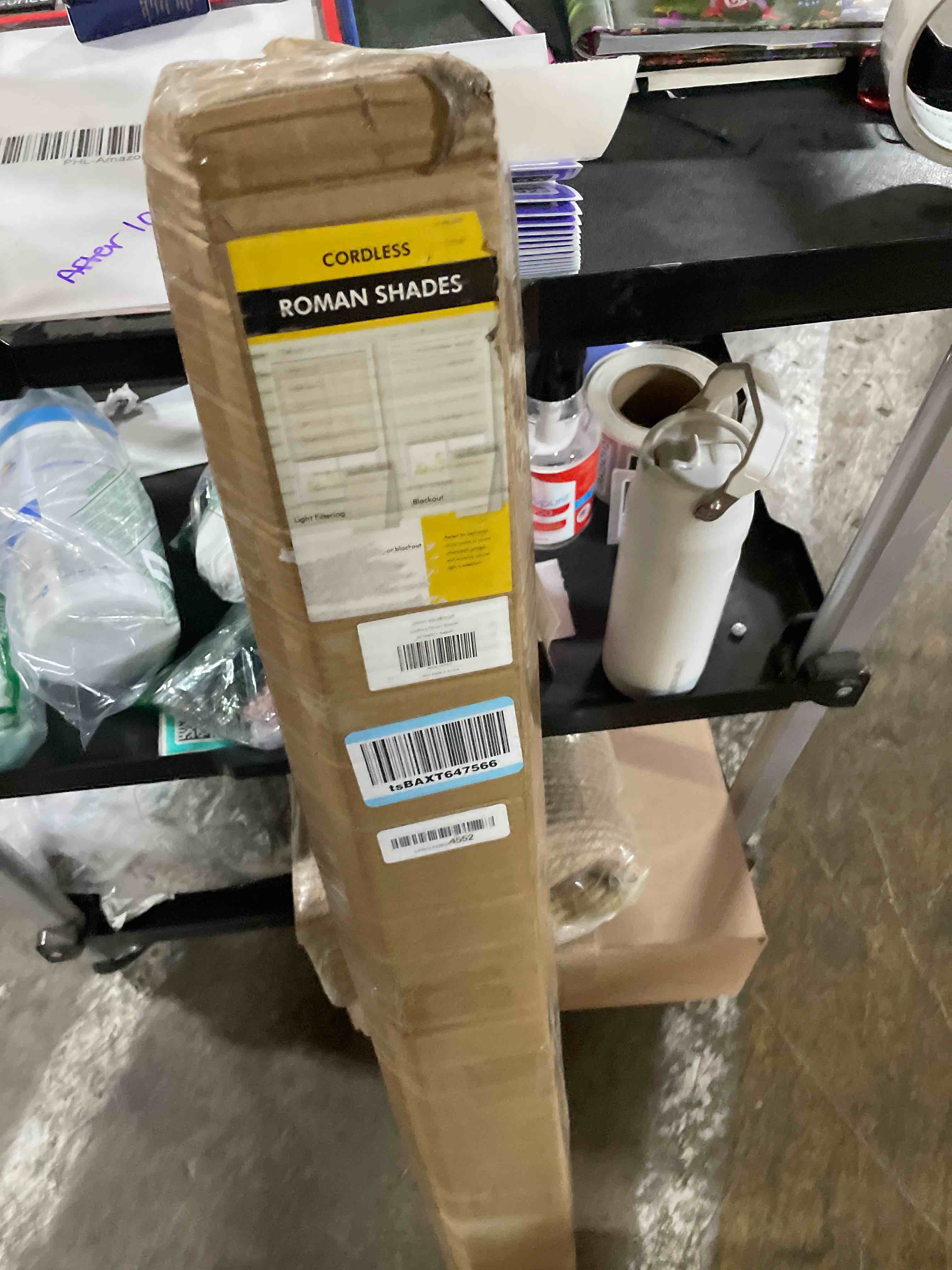 Condition photo showing New/Like New for 100% Blackout Cordless Roman Shades for Indoor Windows & French Doors, for Window Size40 W x 60" H Blackout - Natural Blackout - Natural 40" W x 60" H