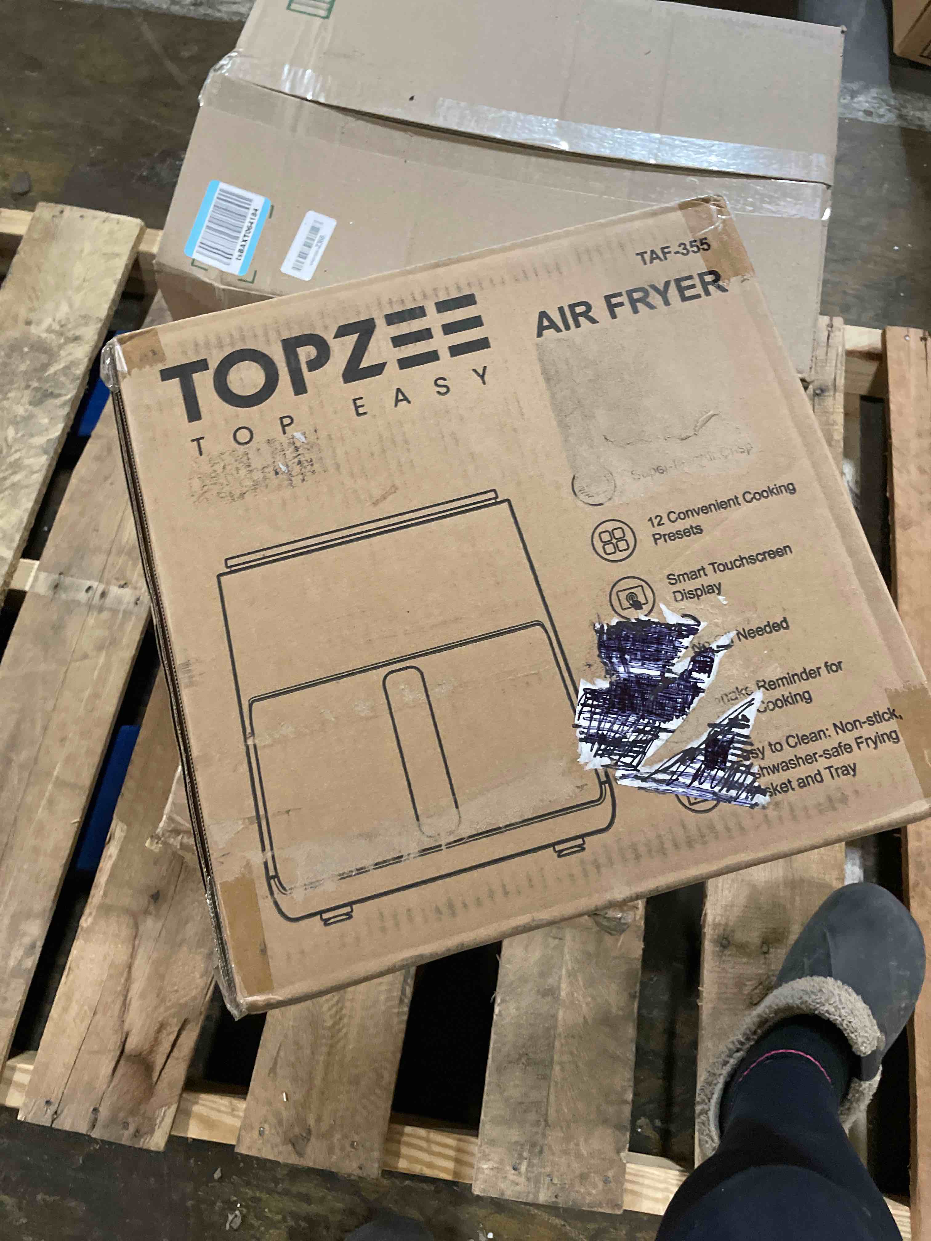 Condition photo showing New/Like New for TOPZEE Air Fryer 12-in-1 with 5.5 QT Large Capacity, Compact Air Fryer, 100-400? Precise Heat, 360°Hot Air Circulation, 95% Less Oil, Bake, Dry, Reheat, Frozen, Broil, Proof, Black